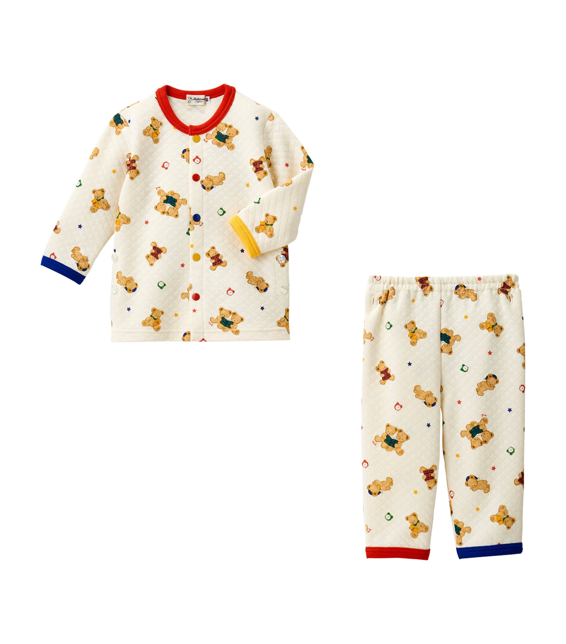 Miki House Kids' Teddy Bear-print Pajama Set In White