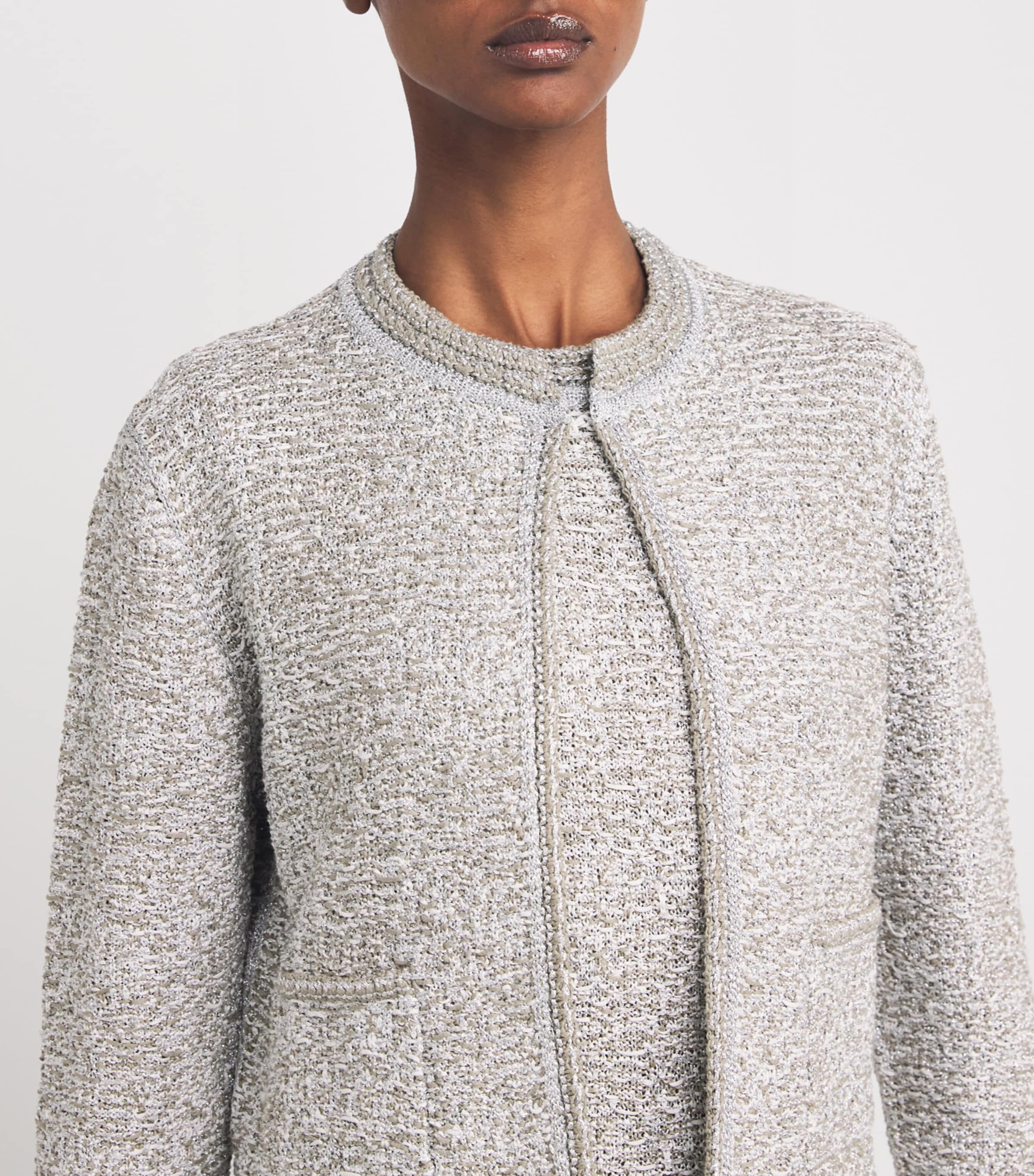 Fabiana Filippi Womens Cotton-Blend Metallic Cardigan Bianco/argilla Image 6