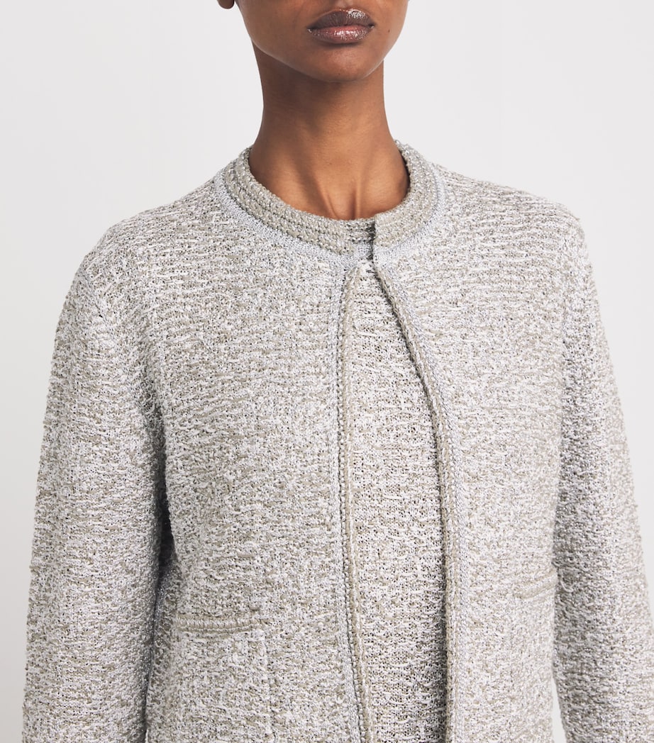 Fabiana Filippi Womens Cotton-Blend Metallic Cardigan Bianco/argilla Image 6