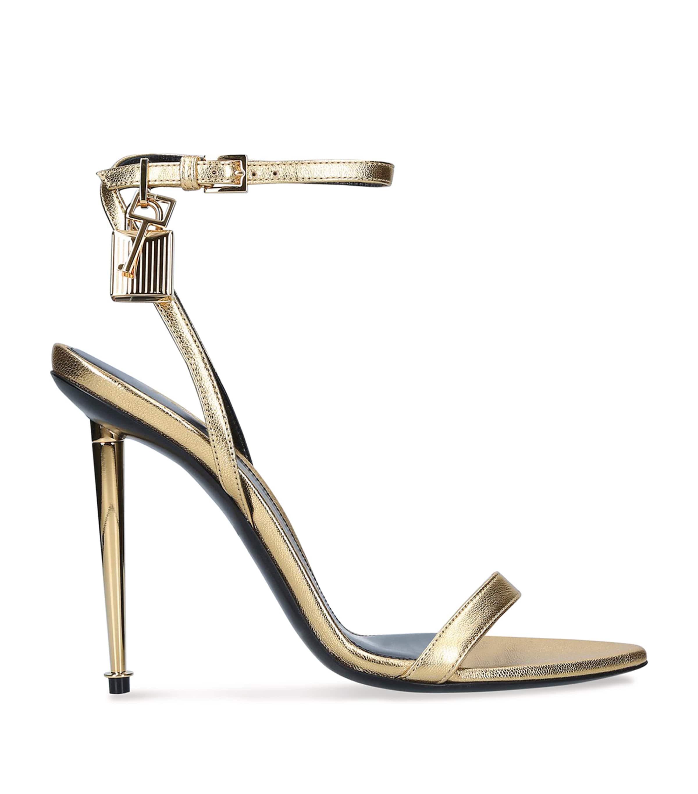 TOM FORD Leather Padlock Sandals 105 | Partywear | Wedding | Wedding Guest | Shoes | Womens | Gifts | Gifts for Her | Women Shoes | Heels | Sandals | Designers | Tom Ford