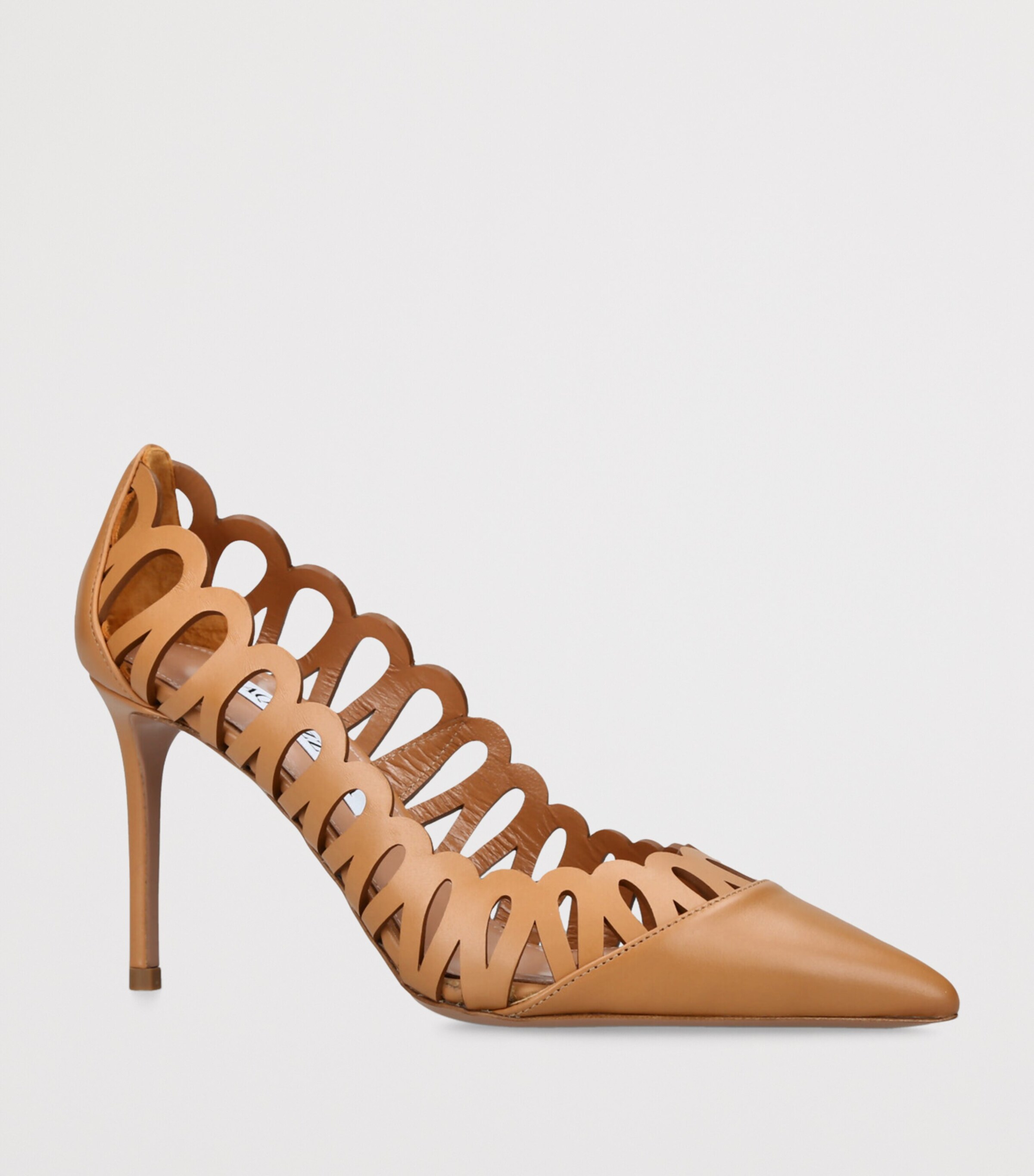Aquazzura Leather Peep Pumps 85 Brown Image 3