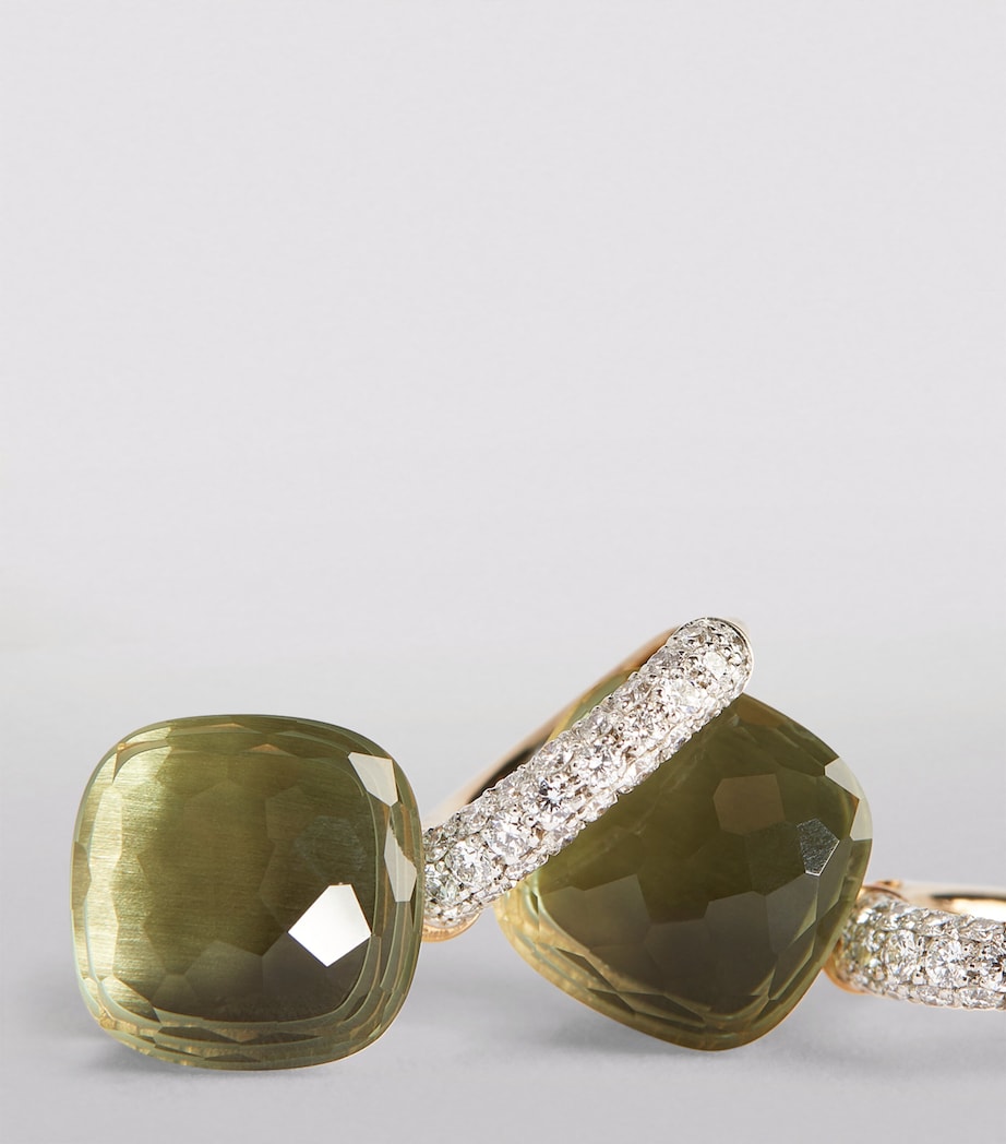 White Gold, Diamond and Prasiolite Nudo Drop Earrings DB0PA Image 6