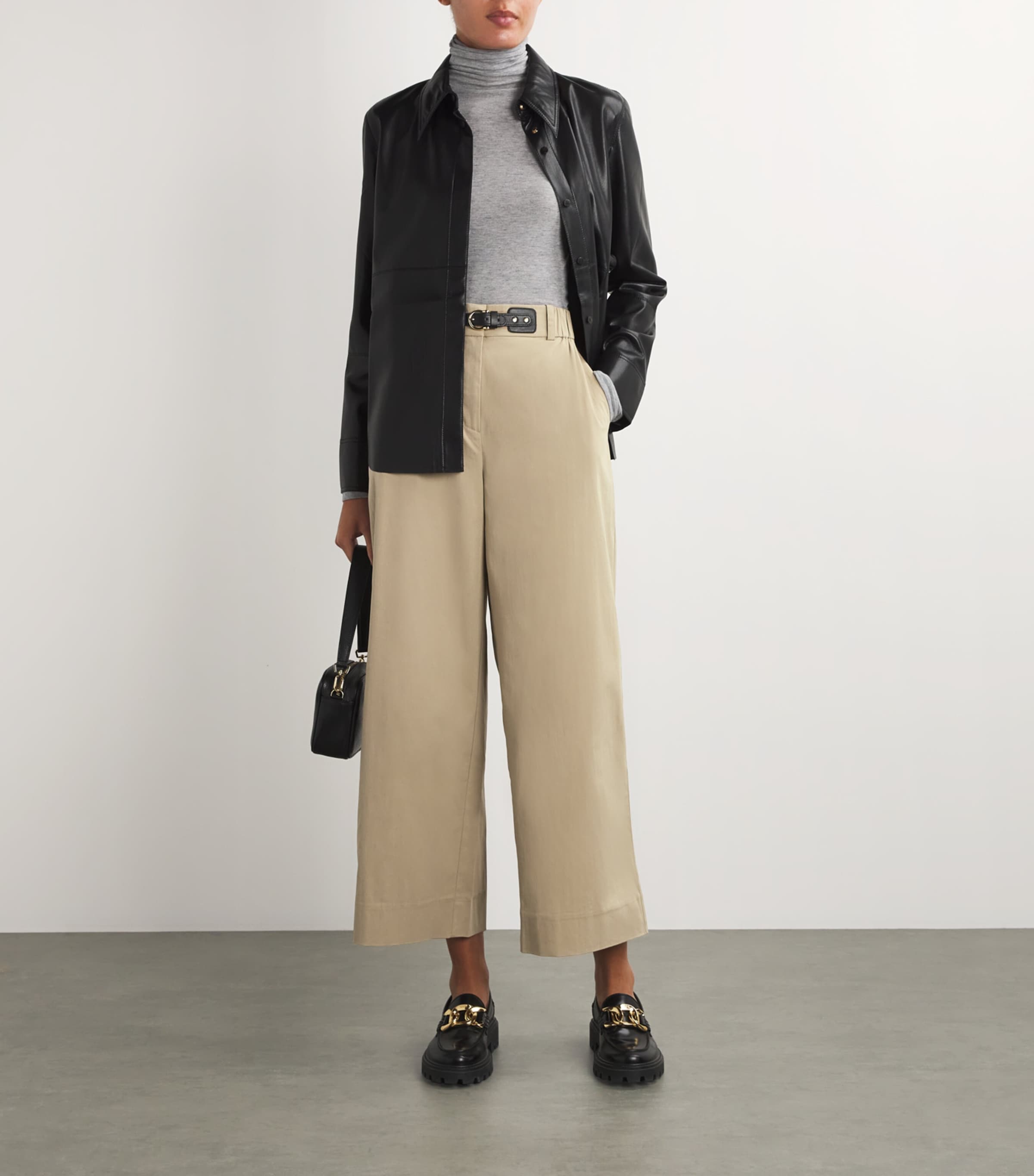 Cotton Gabardine Wide-Leg Trousers BEIGE LIGHT Image 2