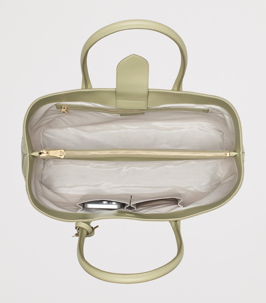 Woven Leather London Tote Bag PISTACHIO Image 4