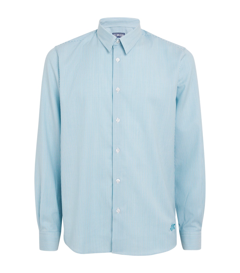 Wool-Blend Stripe Rayures Shirt 612-BLUE TOPAZ Image 1