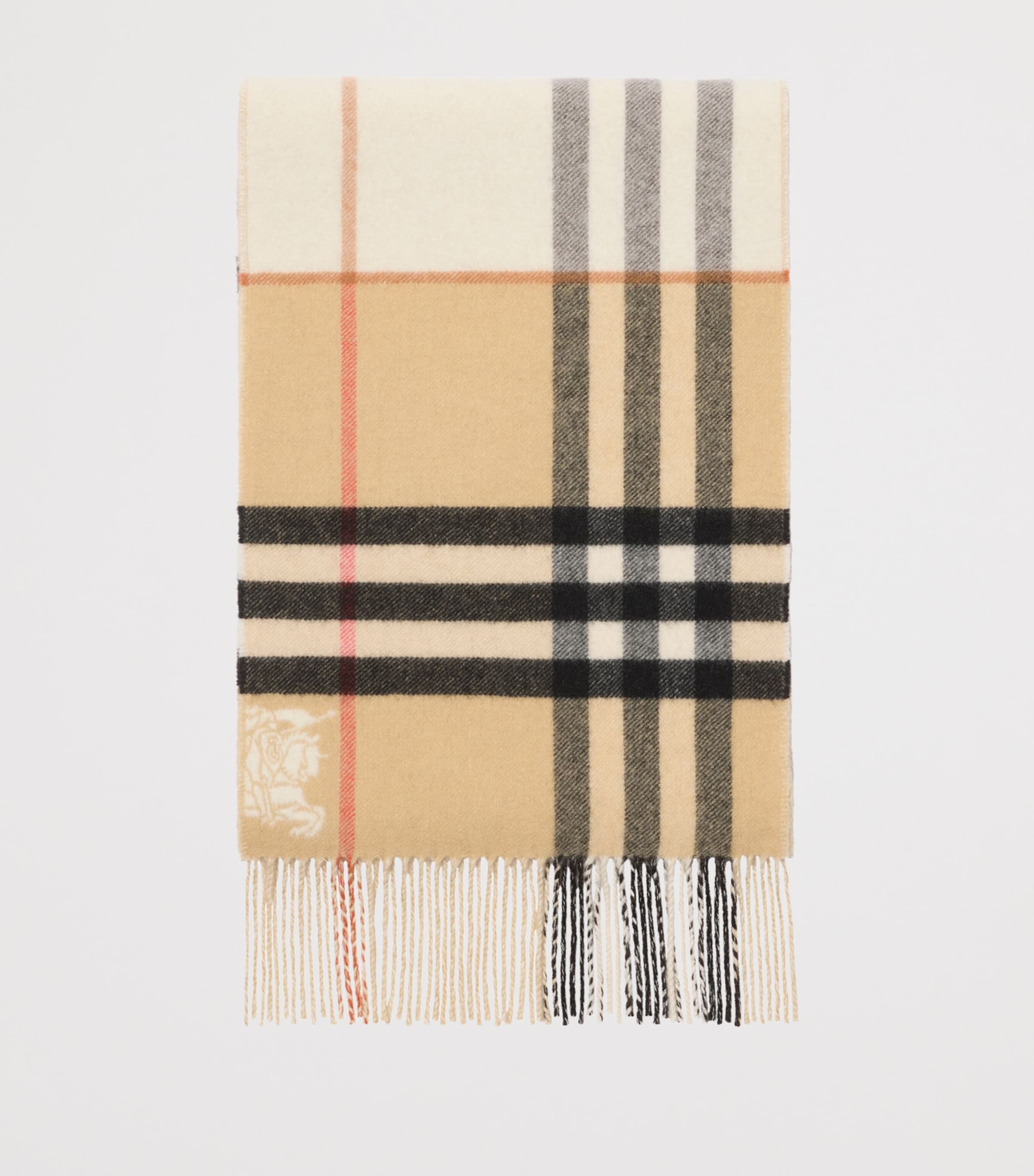 Cashmere Contrast Check Scarf SAND/PEBBLE WHITE Image 2