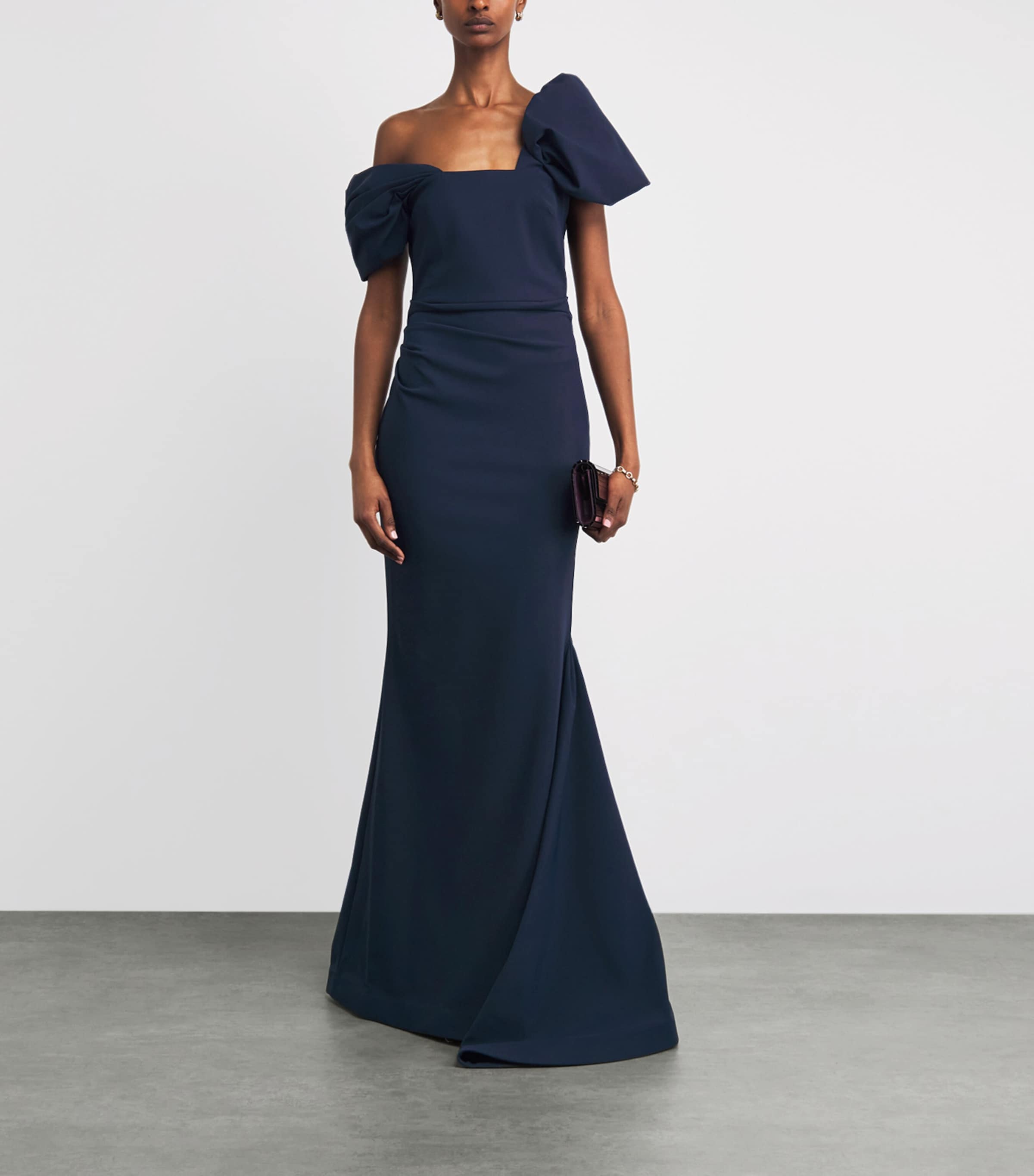Rachel Gilbert Womens Asymmetric Jade Gown Navy Image 2
