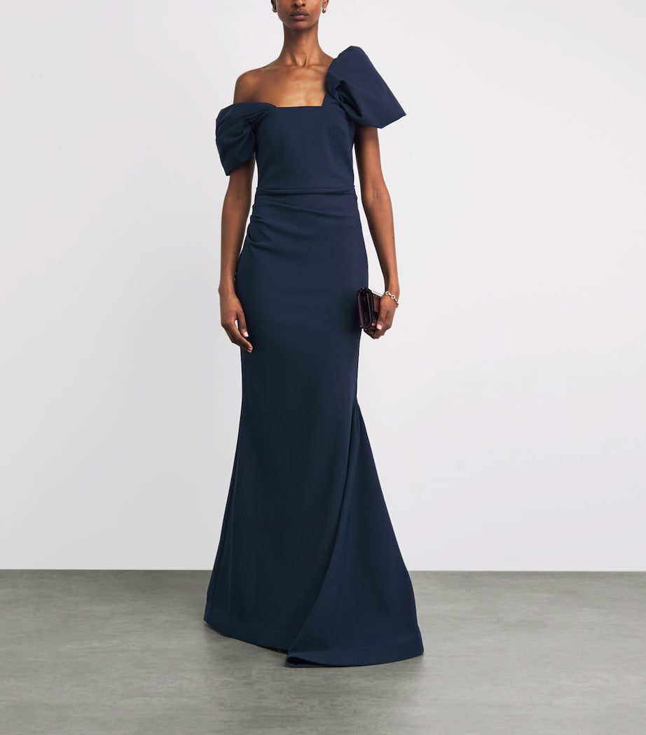 Rachel Gilbert Womens Asymmetric Jade Gown Navy Image 2