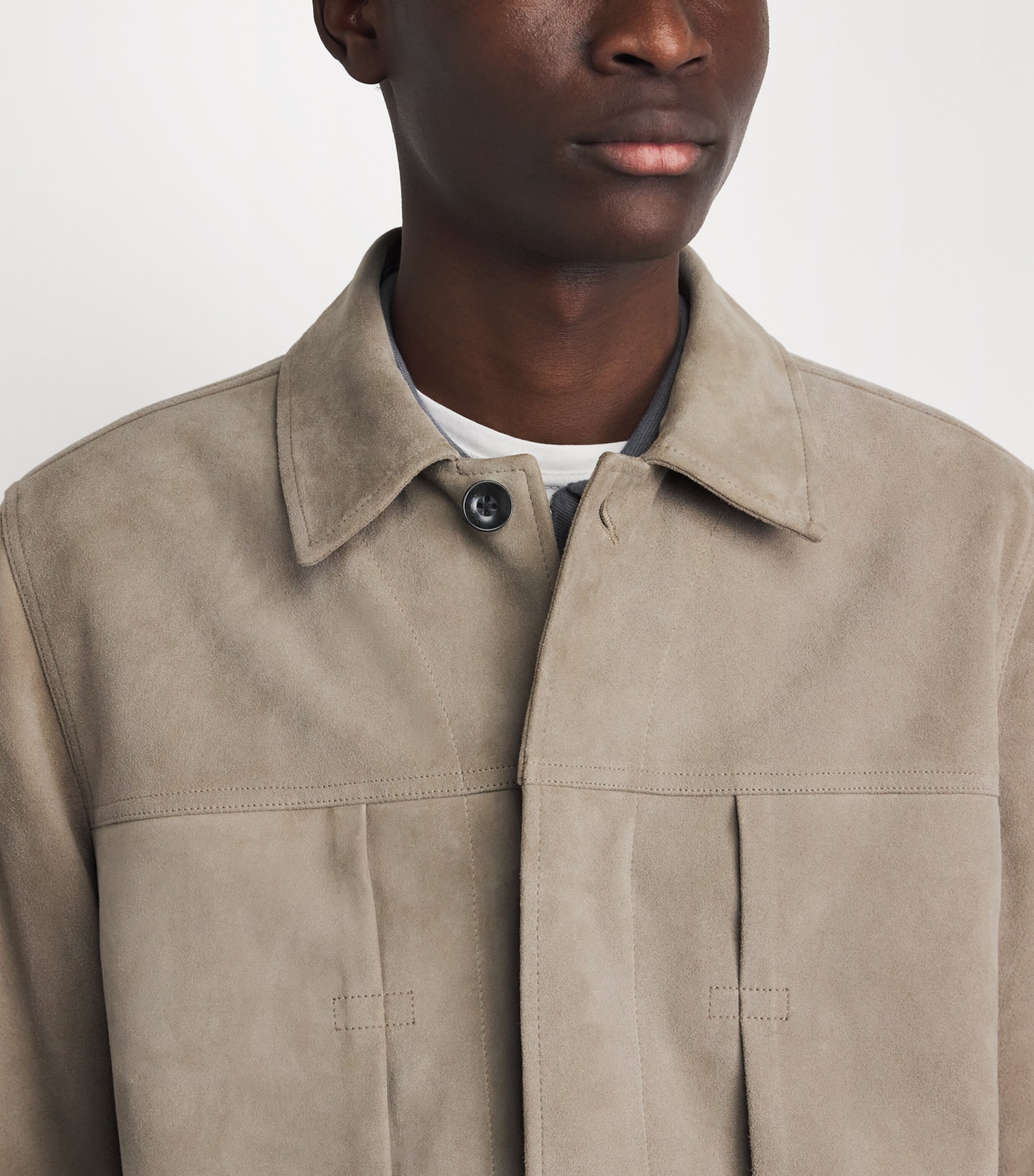 Suede Panneled Jacket MINK Image 3