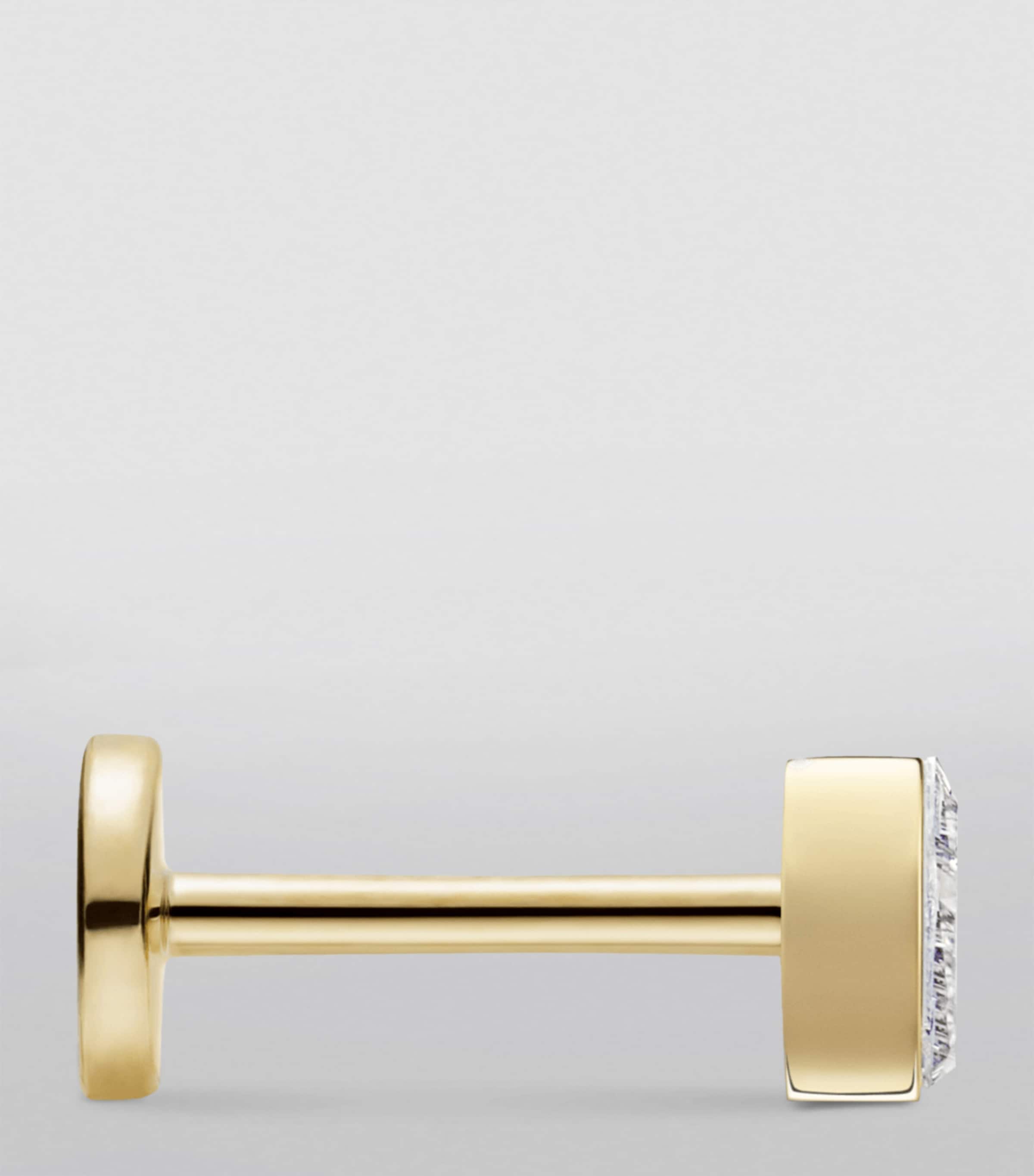 Invisible Set Triangle Diamond Threaded Stud Earring (3mm) YELLOW GOLD Image 3