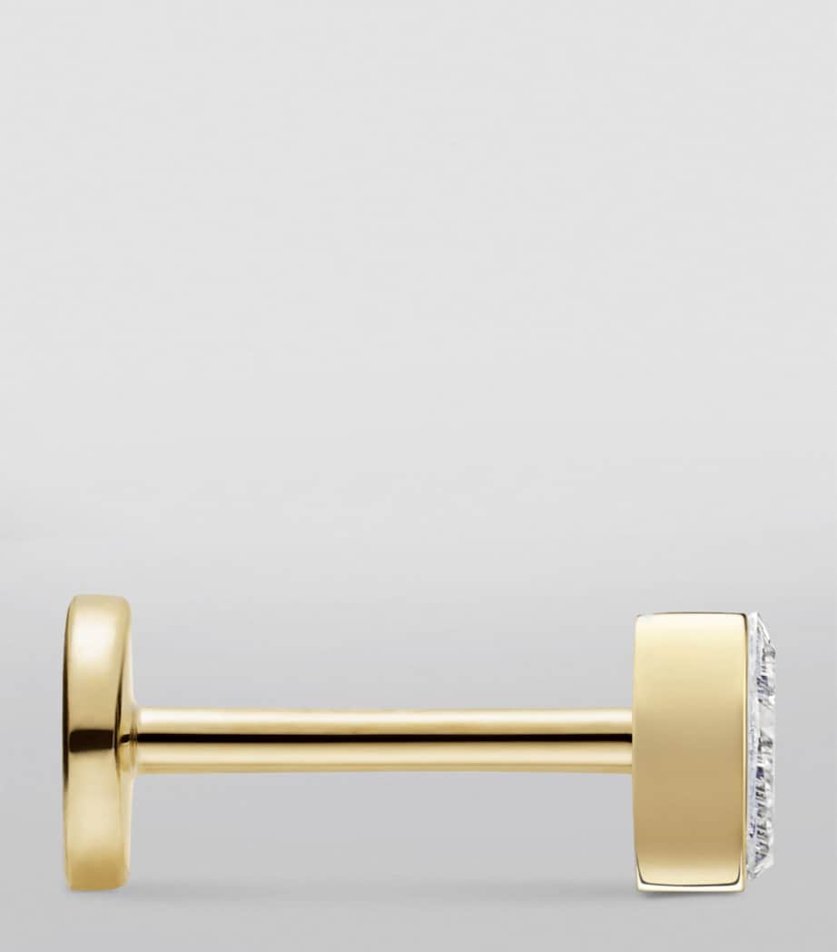 Invisible Set Triangle Diamond Threaded Stud Earring (3mm) YELLOW GOLD Image 3