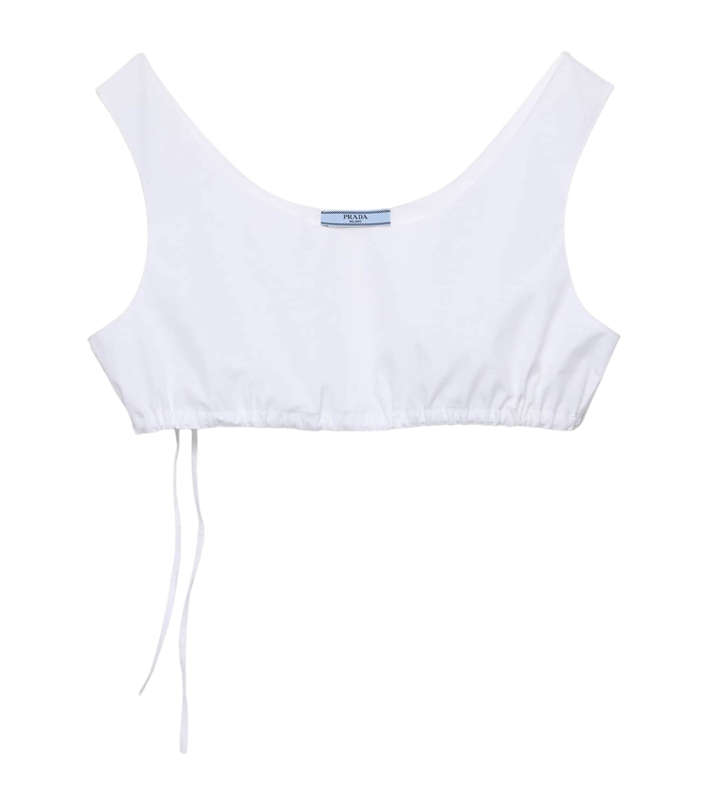 Prada Womens Cotton Poplin Triangle Bra Top White Image 1