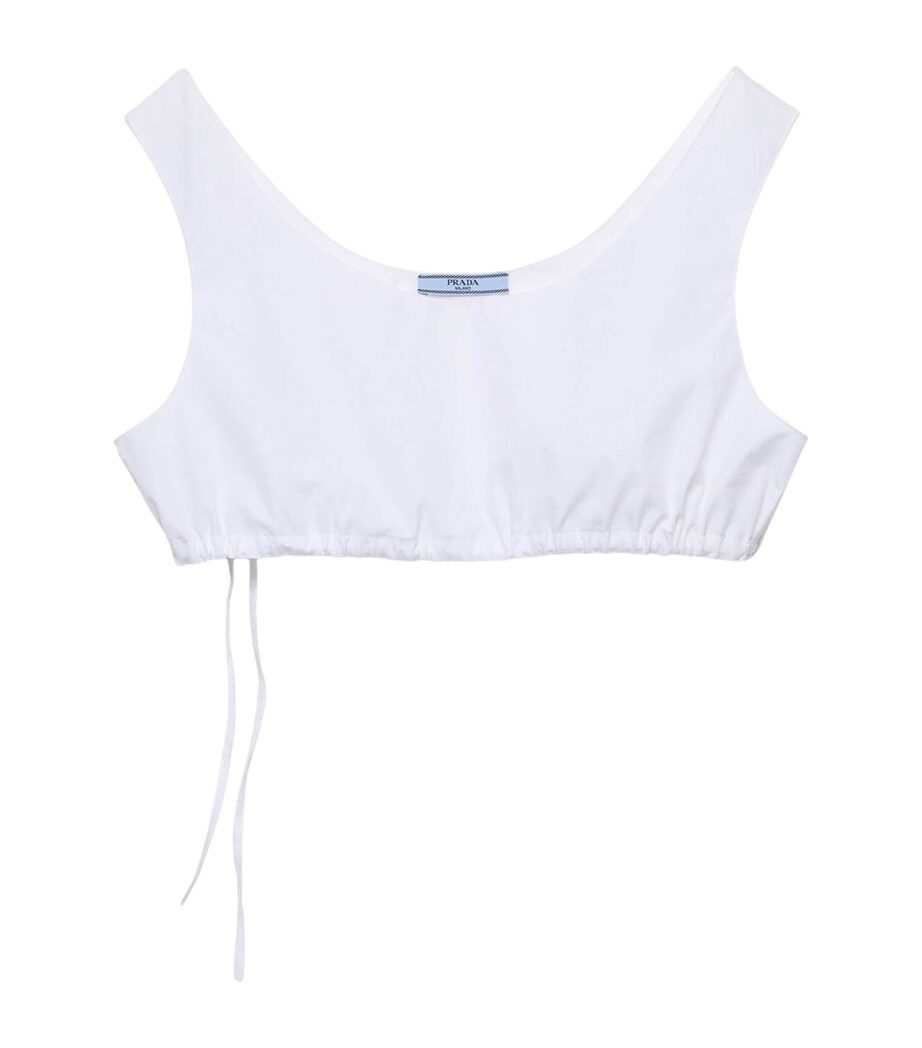 Prada Womens Cotton Poplin Triangle Bra Top White Image 1