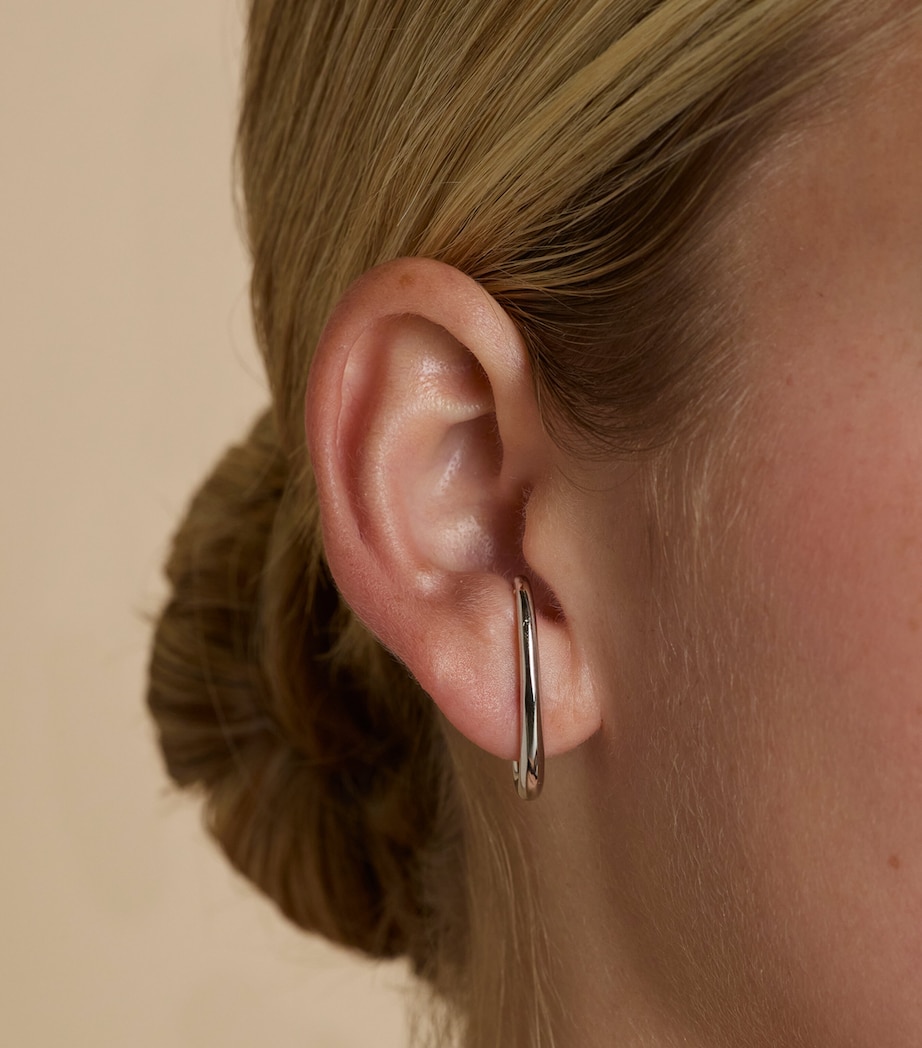 Rhodium-Plated Silver Orbit Dome Stud Earrings SILVER Image 2