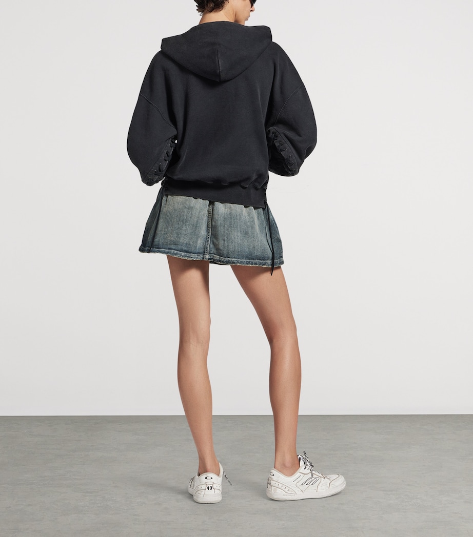 Cotton Lace-Up Zip Hoodie 1041 Image 3