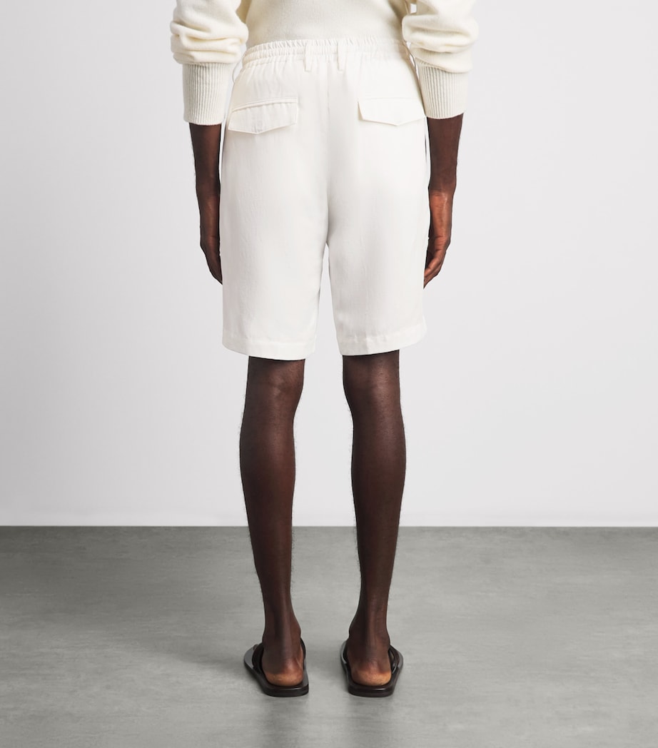 Eleventy Mens Linen Drawstring Bermuda Shorts Bianco Image 5