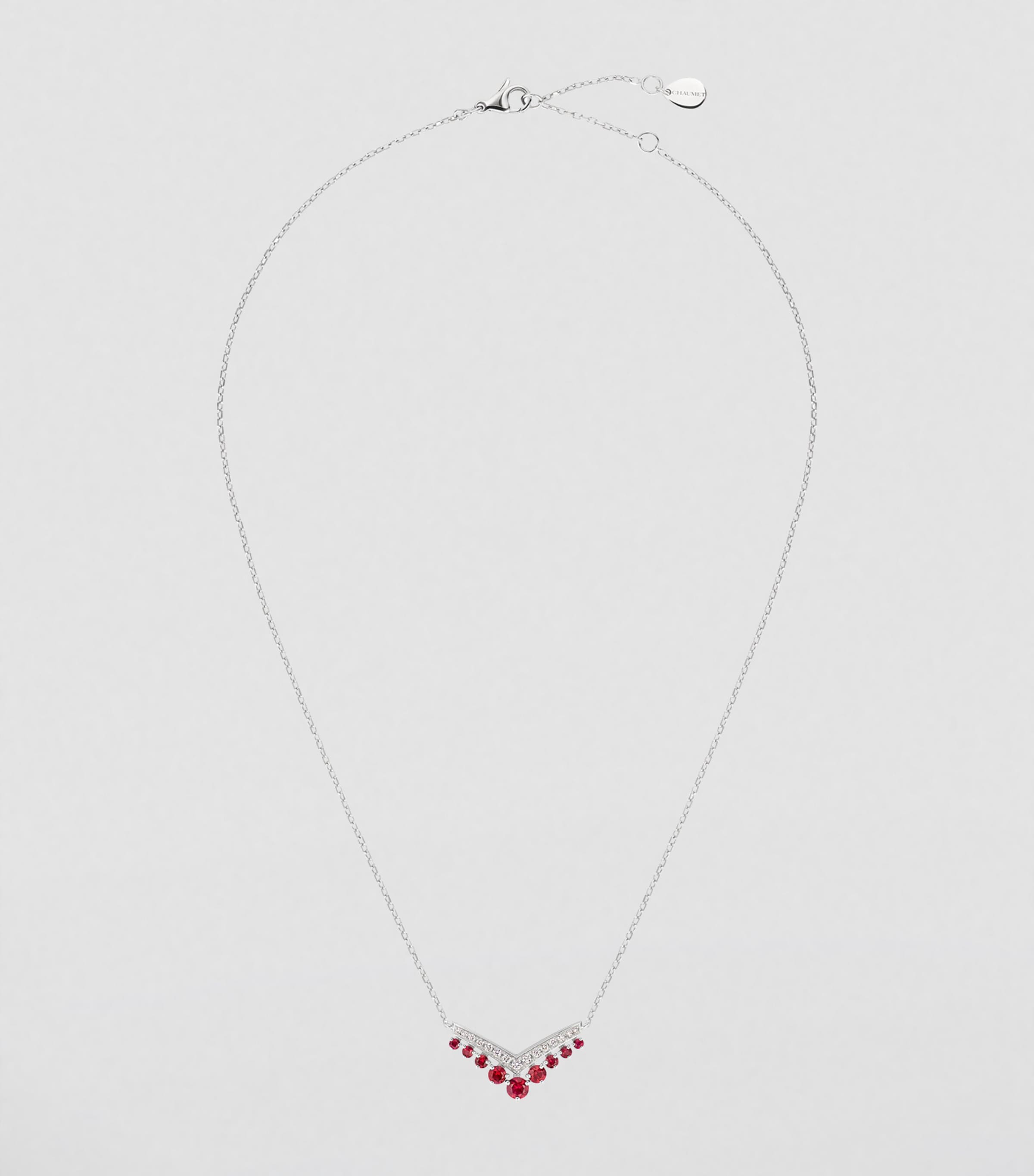 White Gold, Ruby and Diamond Joséphine Aigrette Pendant Necklace WHITE GOLD Image 2