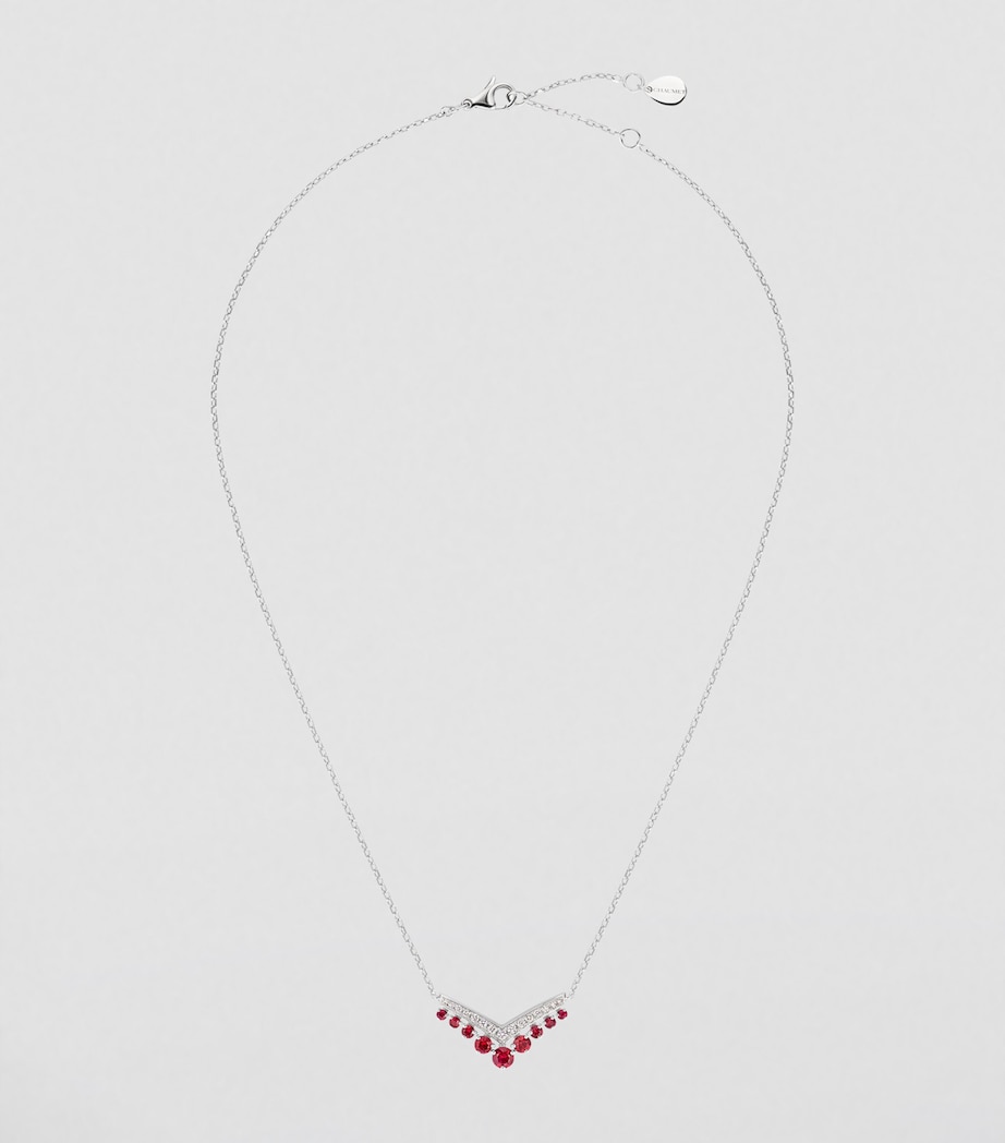 White Gold, Ruby and Diamond Joséphine Aigrette Pendant Necklace WHITE GOLD Image 2