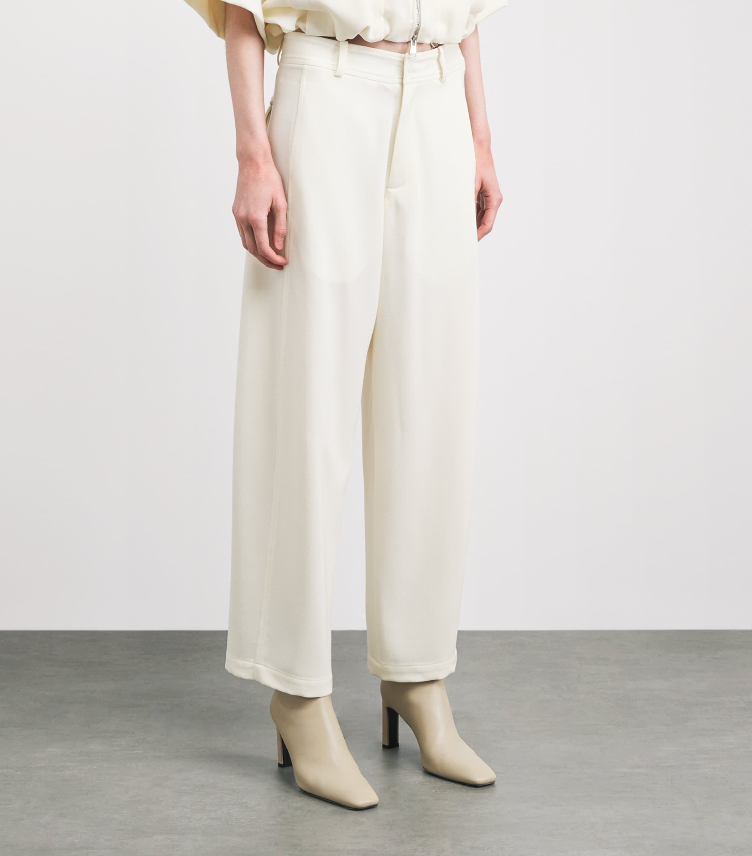 Kiton Womens Wool-Silk Wide-Leg Trousers White Image 4