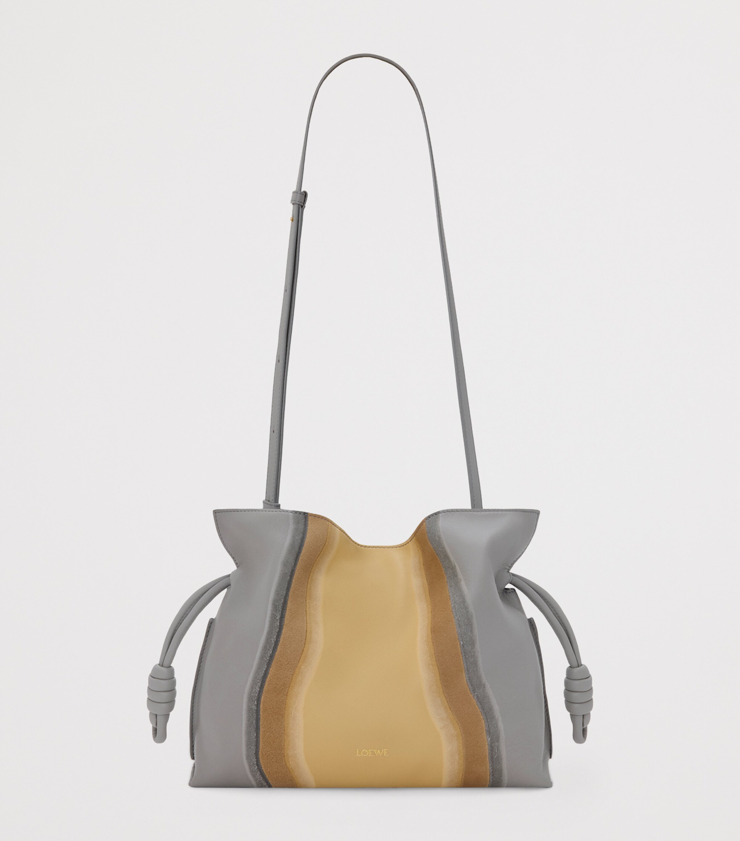 LOEWE Leather Stripe Flamenco Clutch Bag Sparkling Grey Image 5
