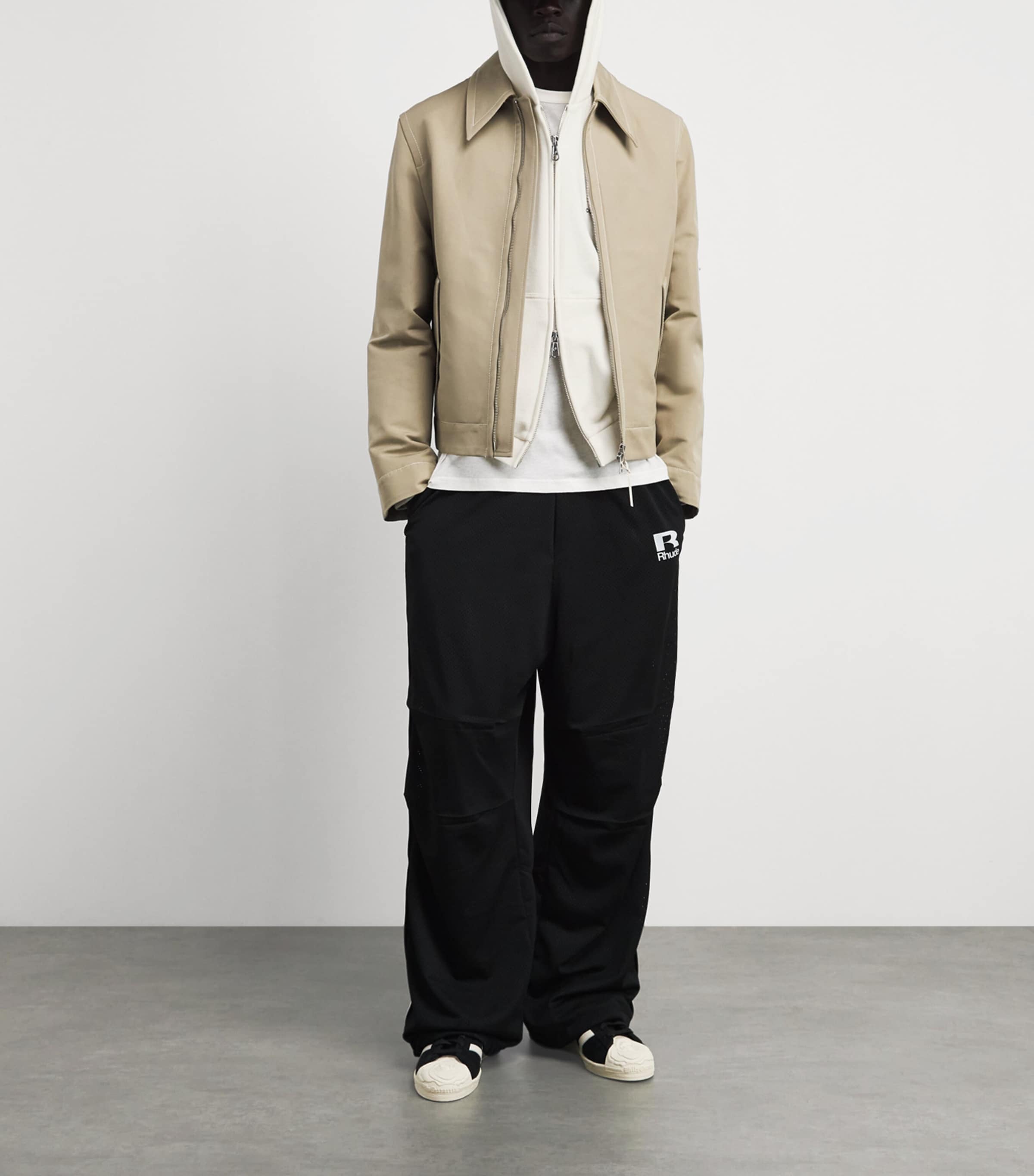 COLE BUXTON Mens Cotton Sport Zip-Up Hoodie Vintage White Image 2