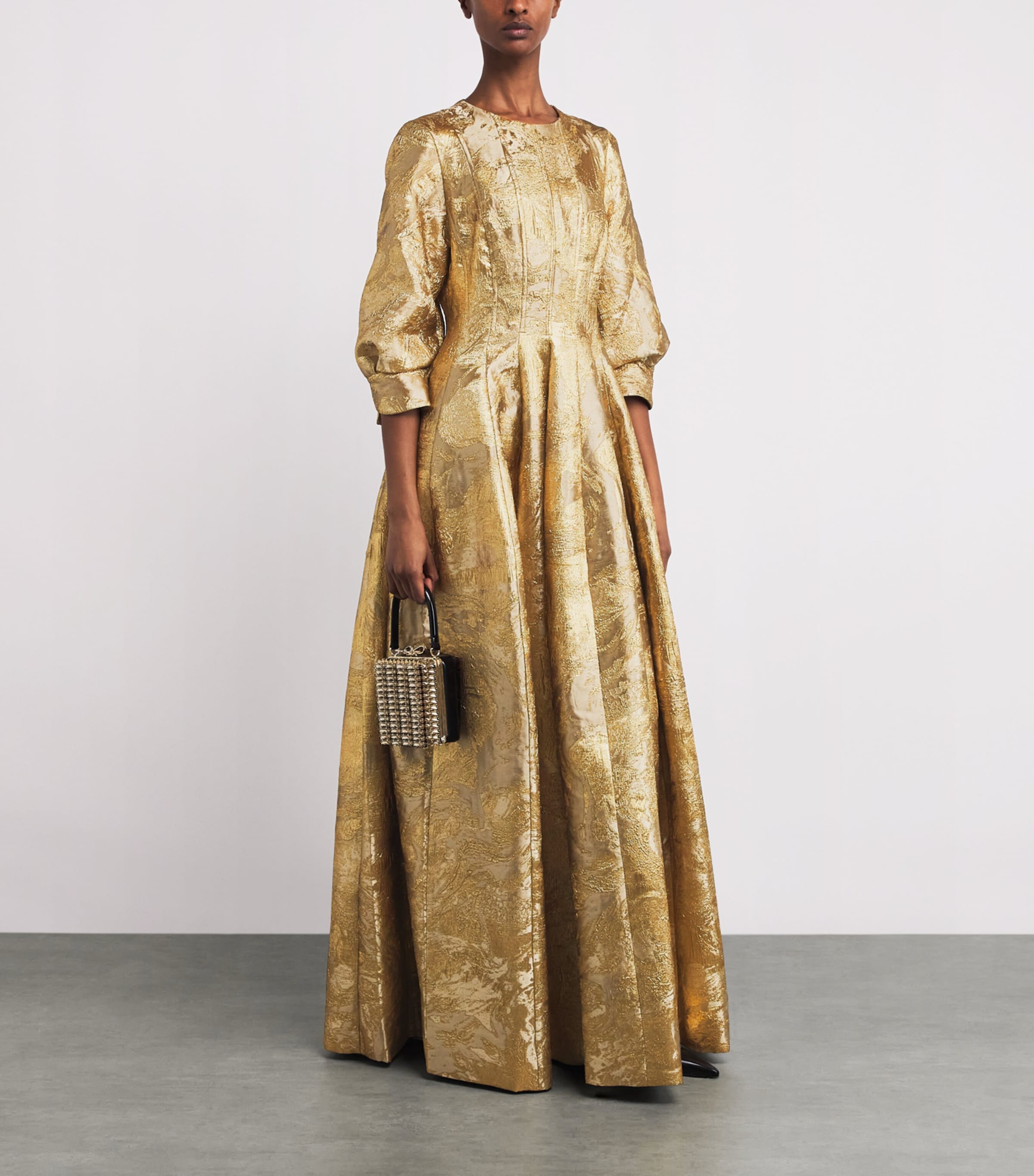 Metallic Jacquard Claravelle Gown GOLD Image 2