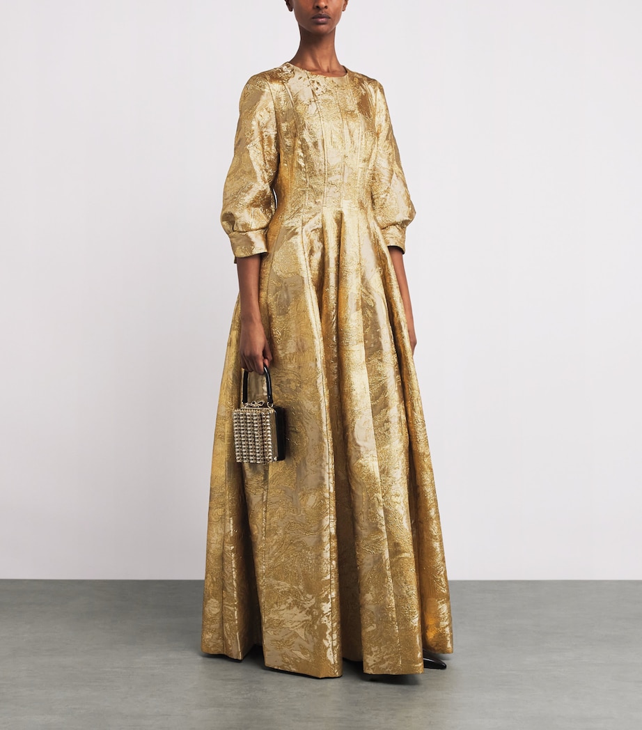 Metallic Jacquard Claravelle Gown GOLD Image 2