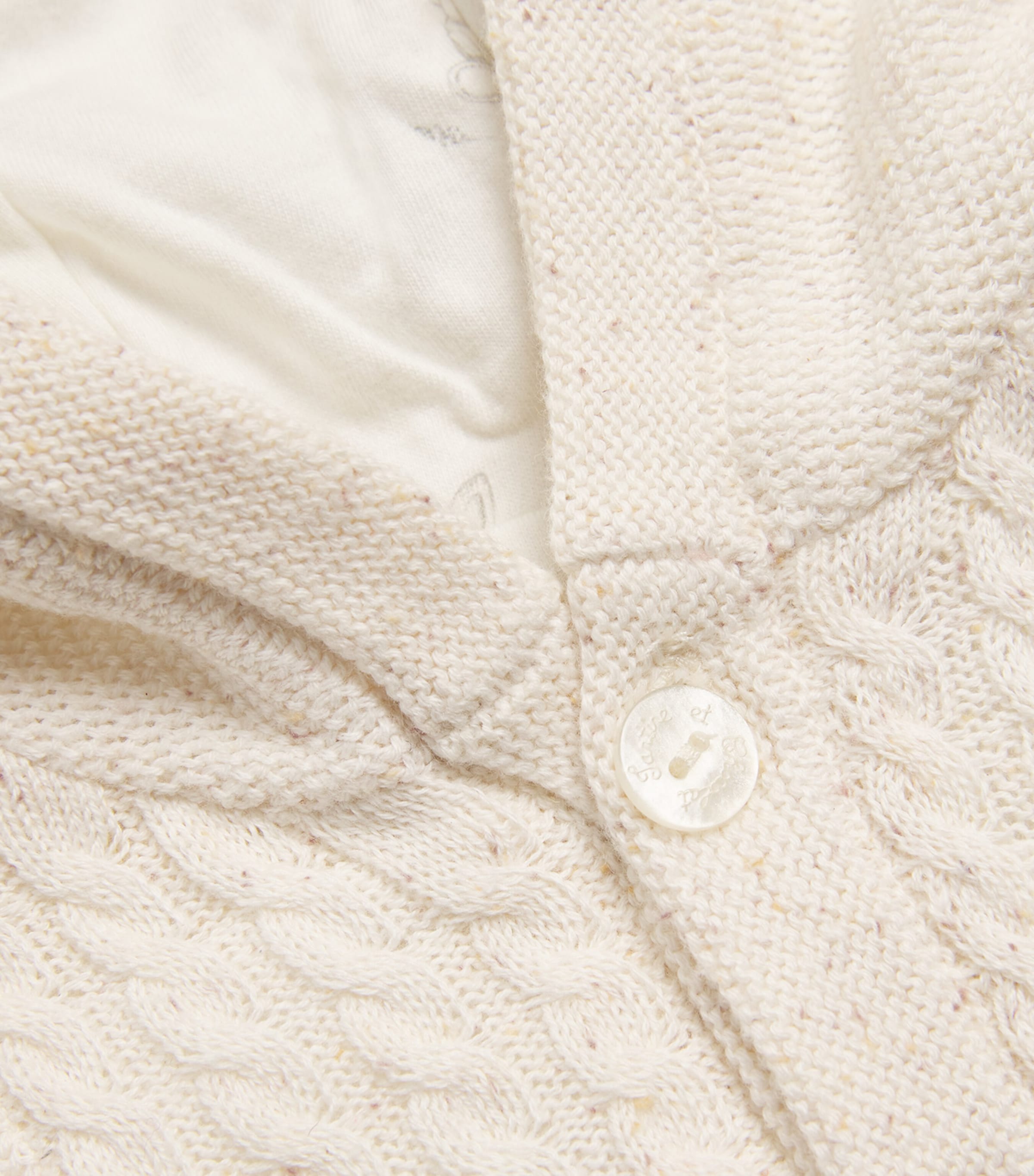 Tartine et Chocolat Cotton-Blend Knitted Coat (0-24 Months) Nacre Mouchetï¿½ Image 3
