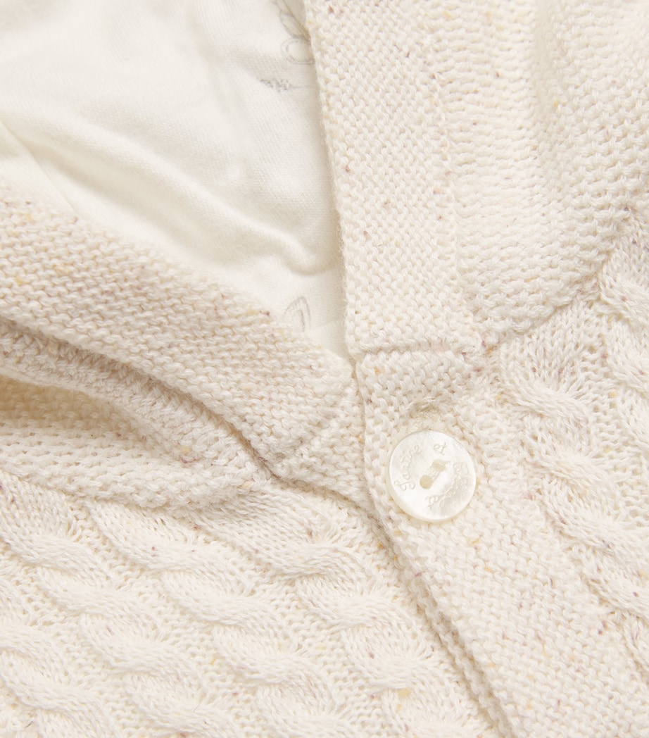 Cotton-Blend Knitted Coat (0-24 Months) NACRE MOUCHET� Image 3