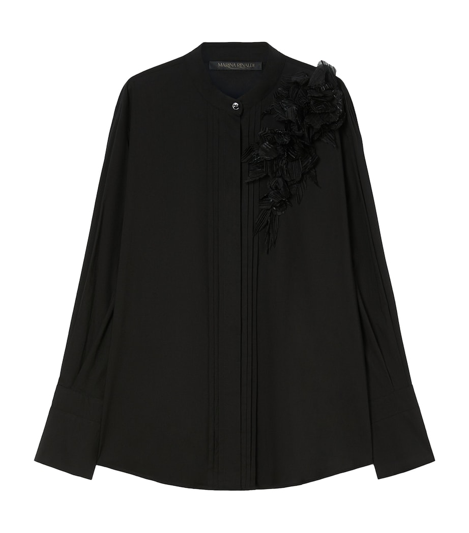 Floral-Detail Fieno Shirt BLACK Image 1