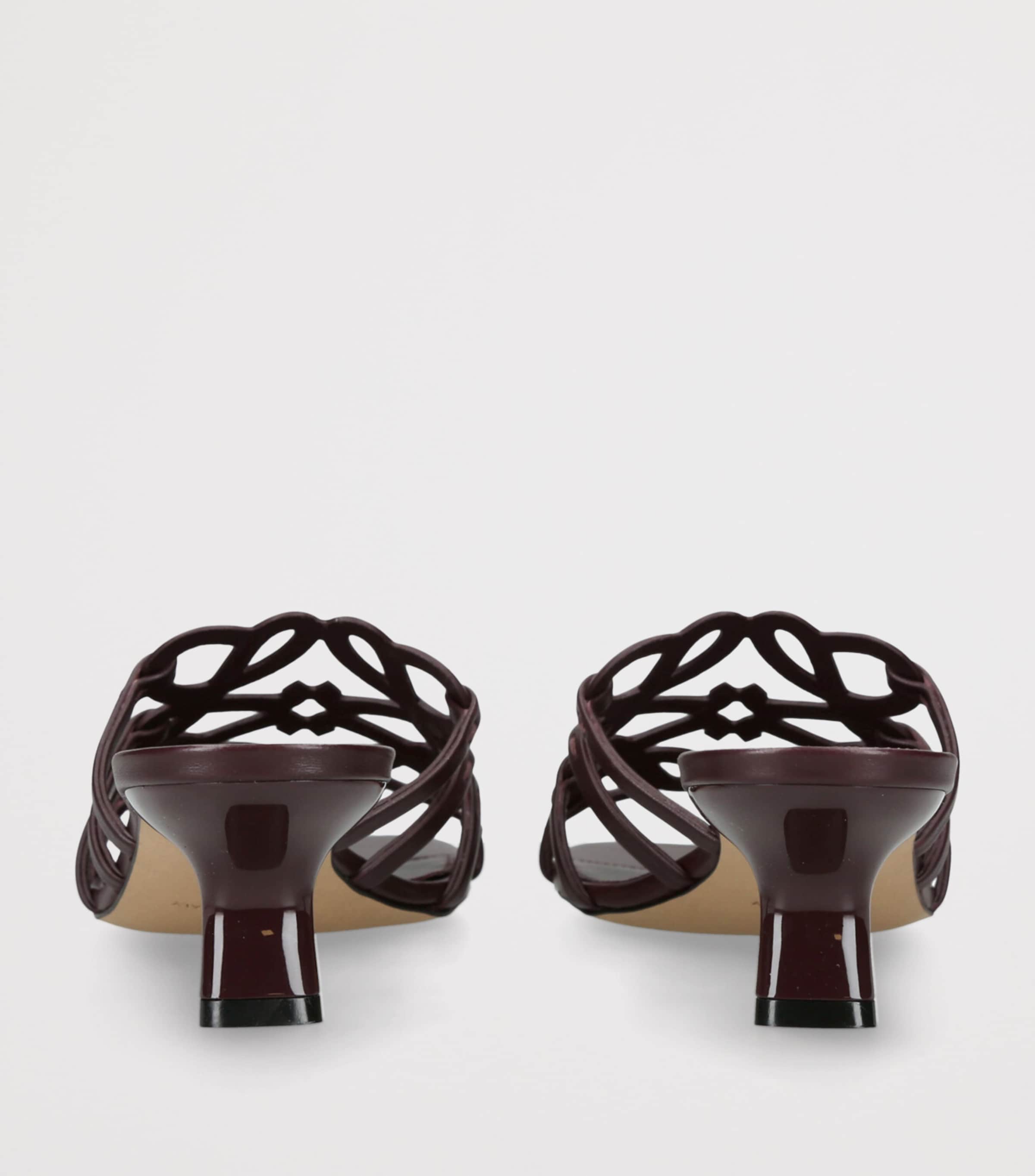 LOEWE Leather Petal Anagram Mules 45 Wine Image 2