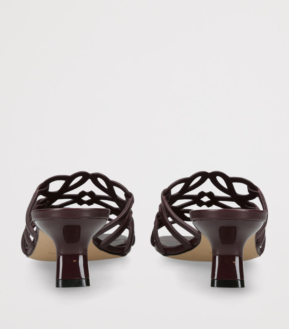 LOEWE Leather Petal Anagram Mules 45 Wine Image 2