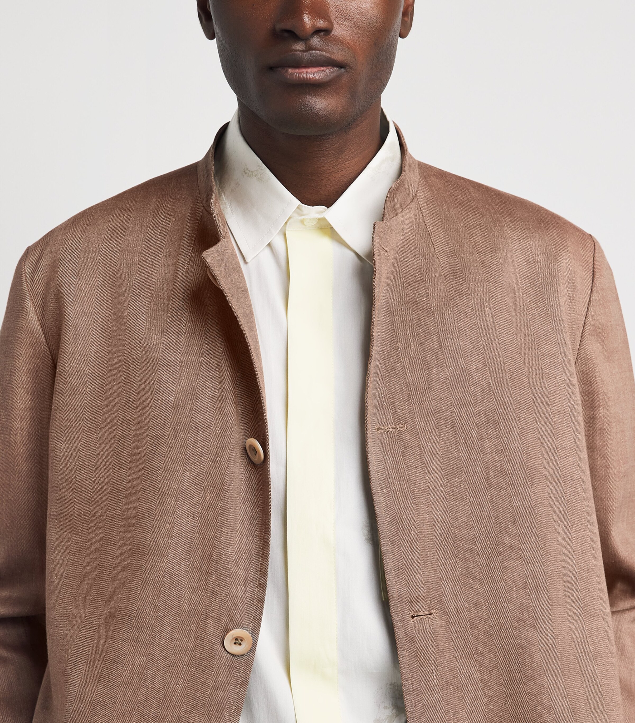 Paul Smith Mens Wool-Linen Stand-Collar Blazer Beige Image 3