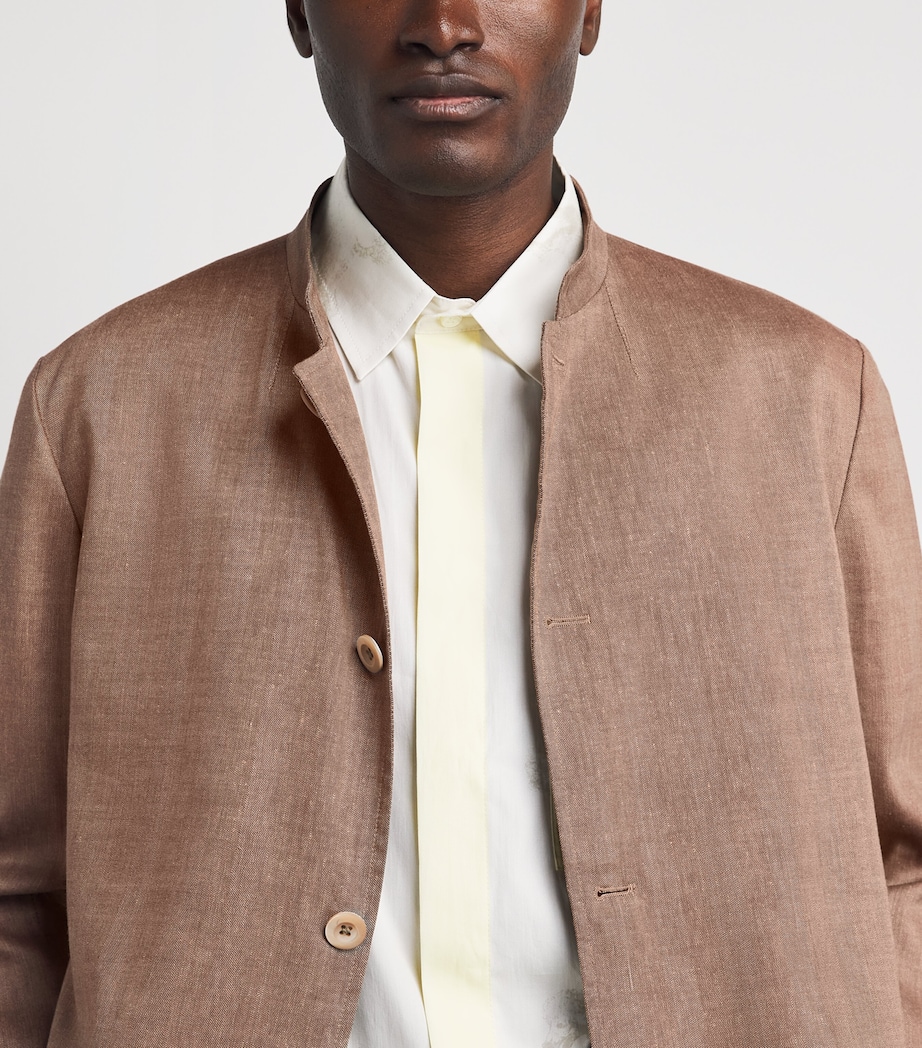 Paul Smith Mens Wool-Linen Stand-Collar Blazer Beige Image 3