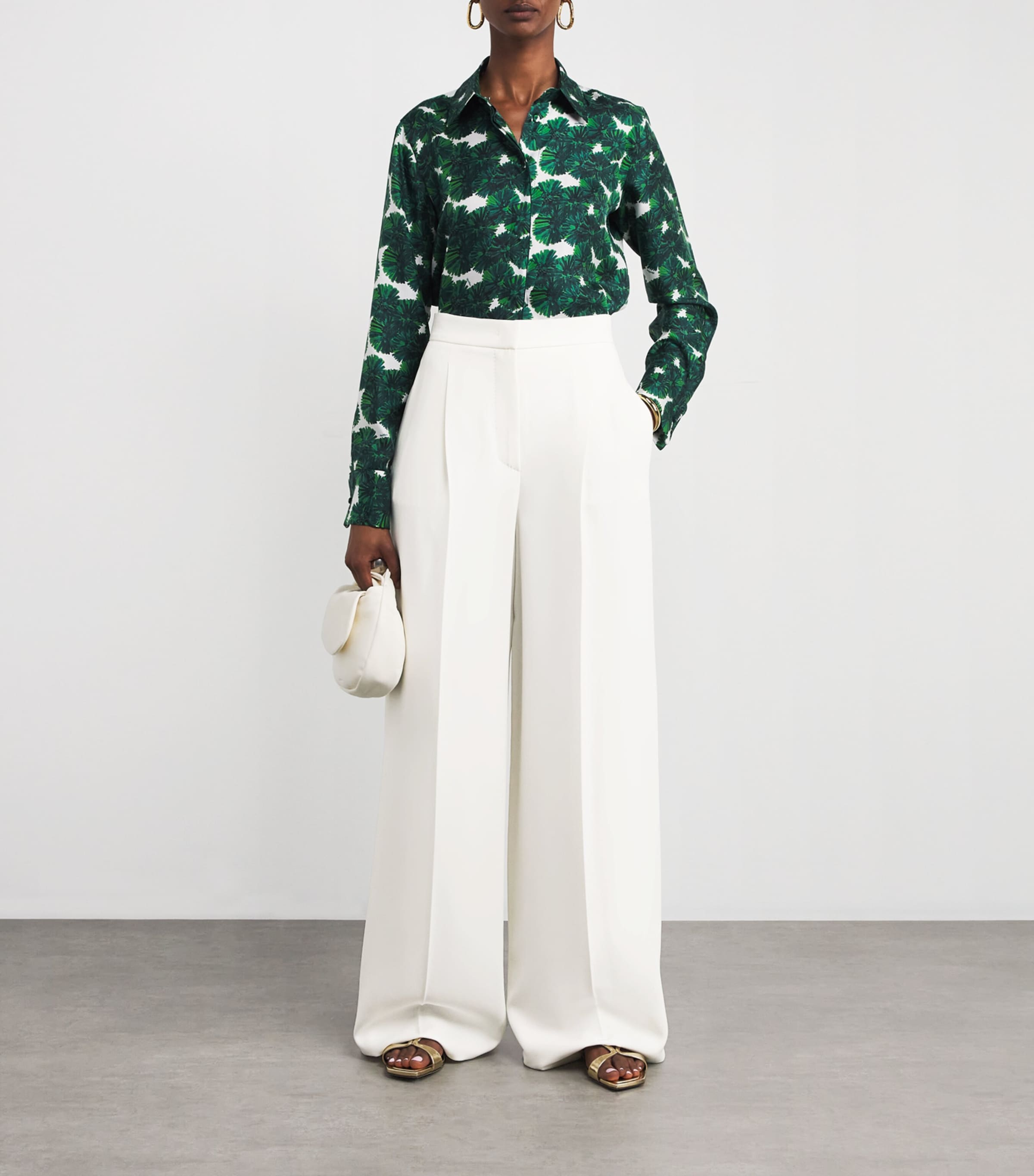 Compact Cady Wide-Leg Trousers WHITE Image 2