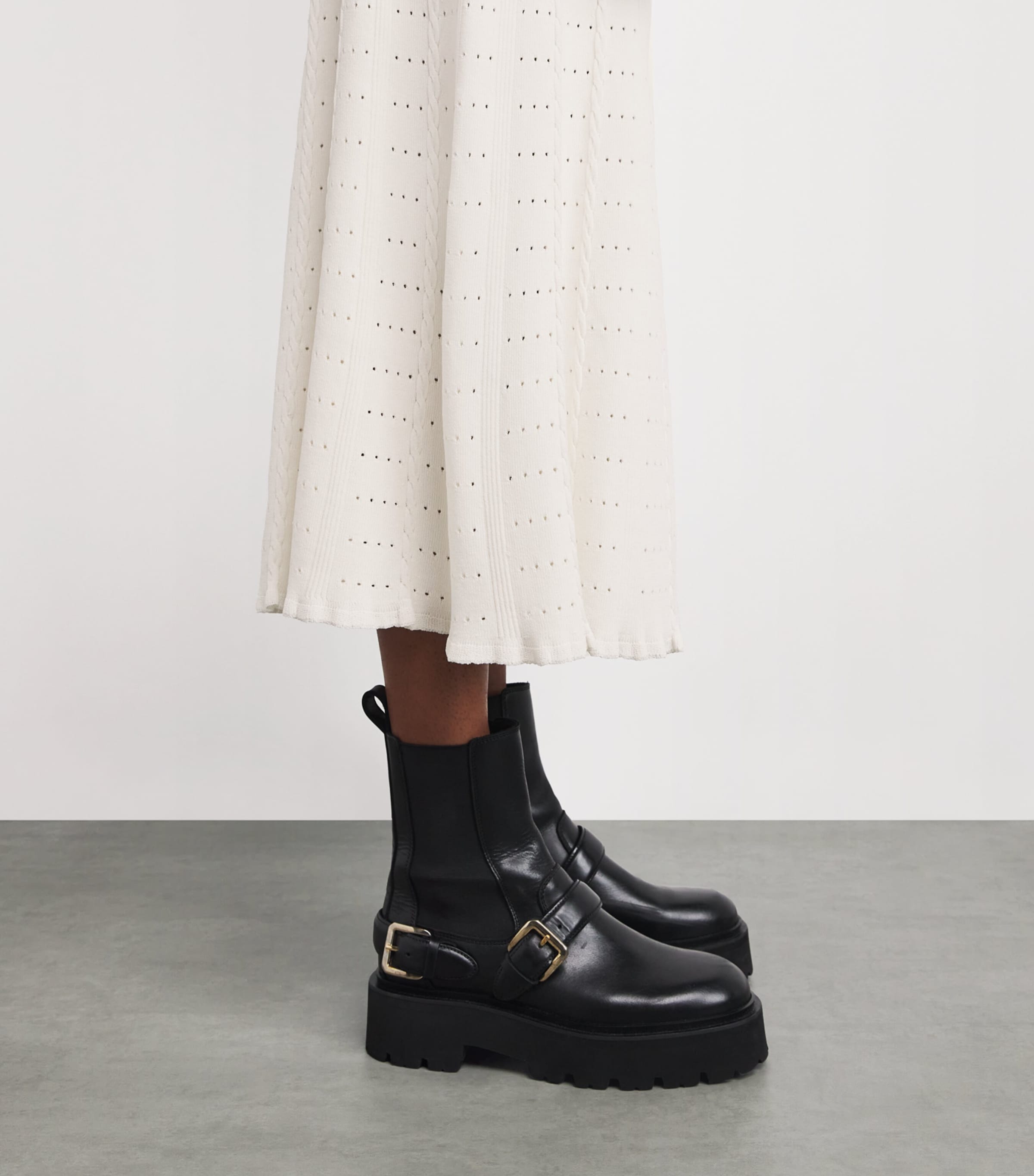 Pointelle-Knit Midi Skirt ECRU Image 6