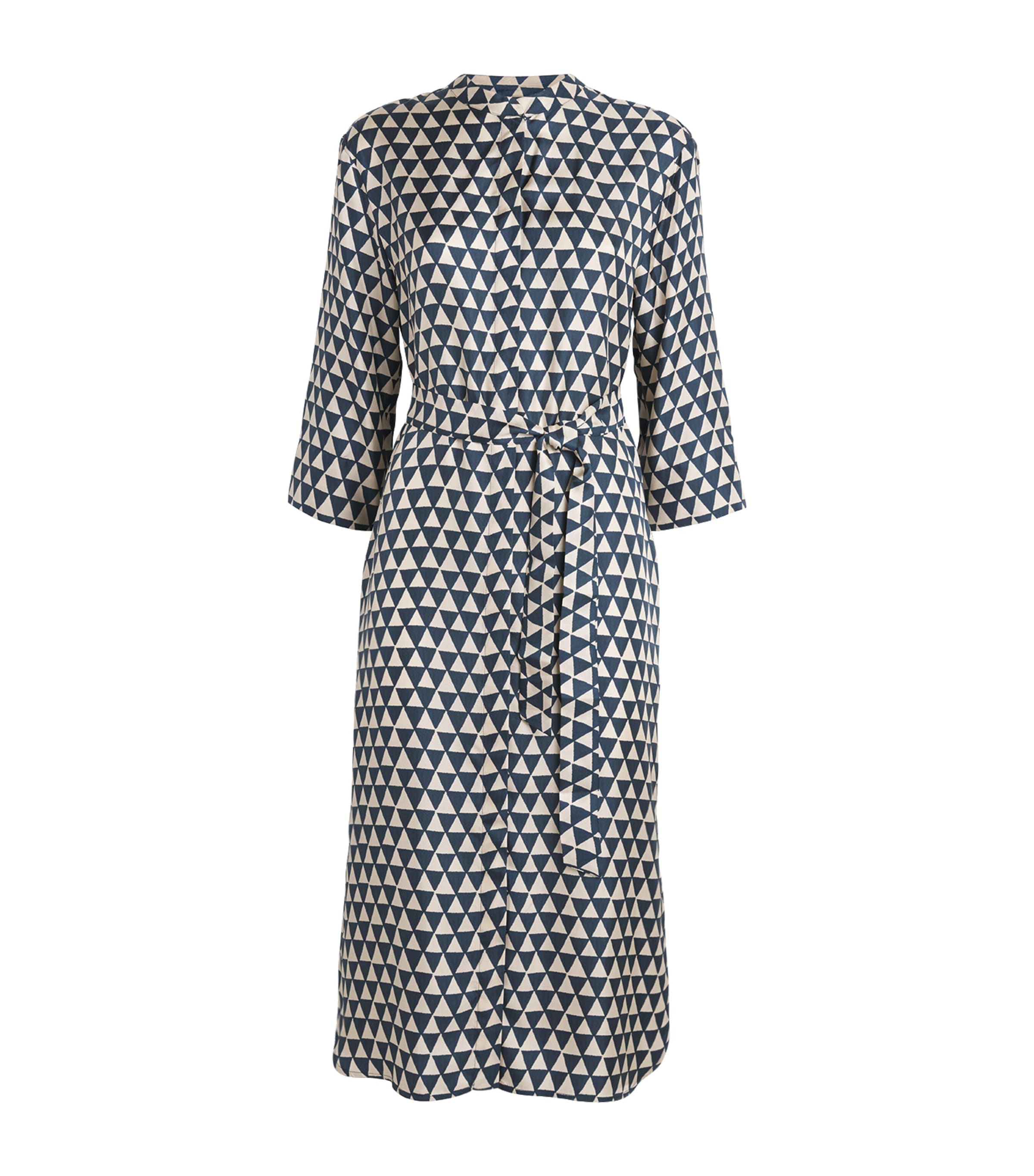 Max Mara Silk Printed Midi Dress In Blue