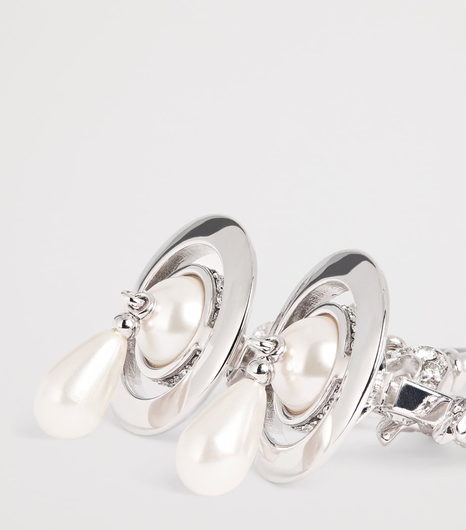 Faux Pearl Roberta Earrings P699 PLTNM/CRYSTL Image 6