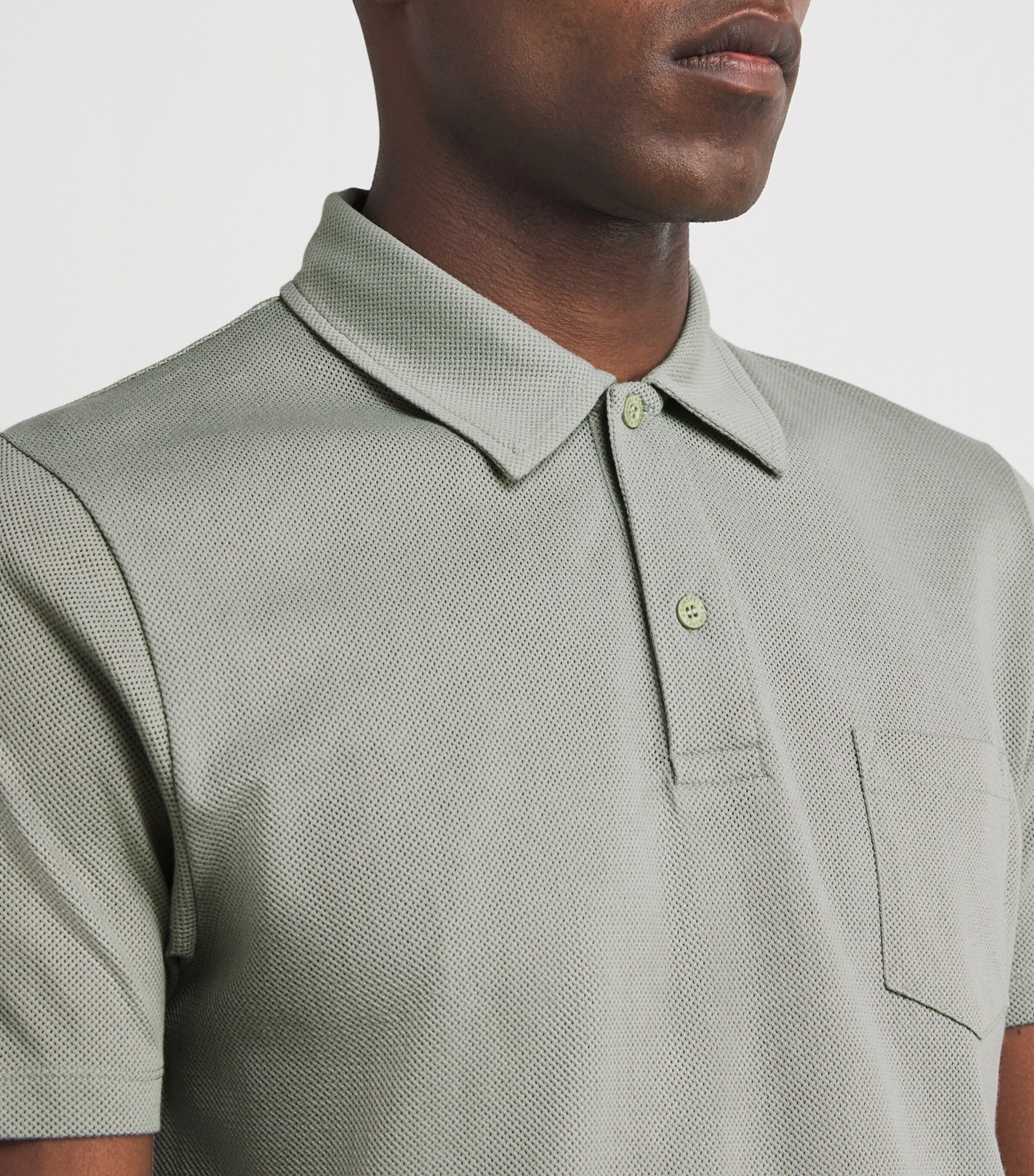 Sunspel Mens Supima Cotton Riviera Polo Shirt Gnii Pastel Green Image 6