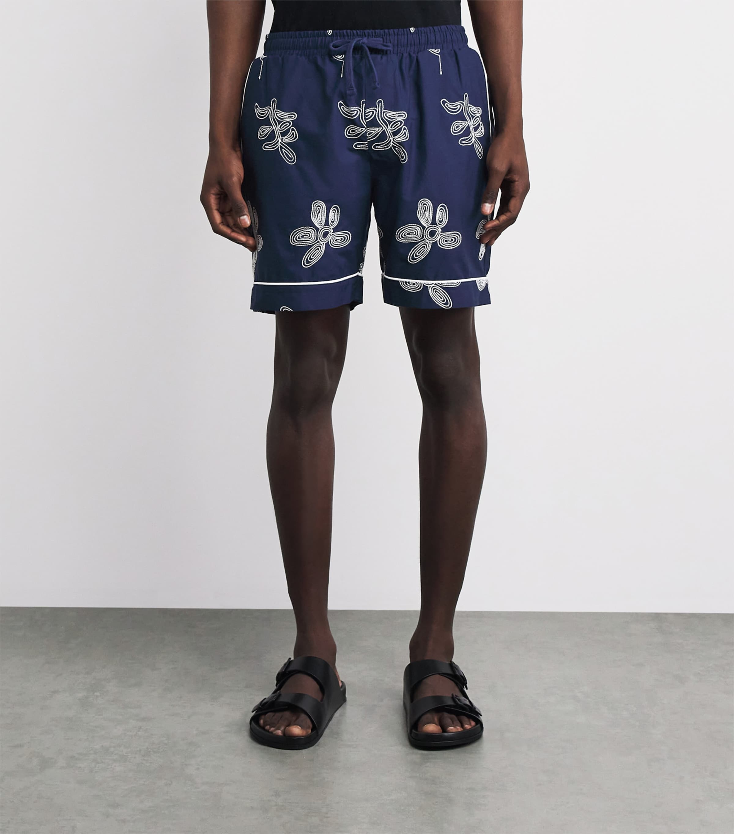 CHÉ Mens Embroidered Flores Shorts Blue Image 4