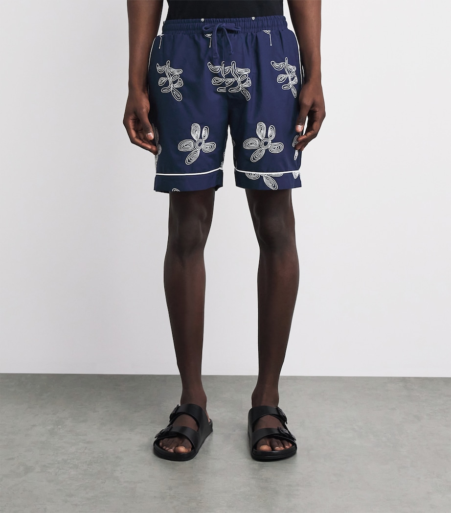 CHÉ Mens Embroidered Flores Shorts Blue Image 4