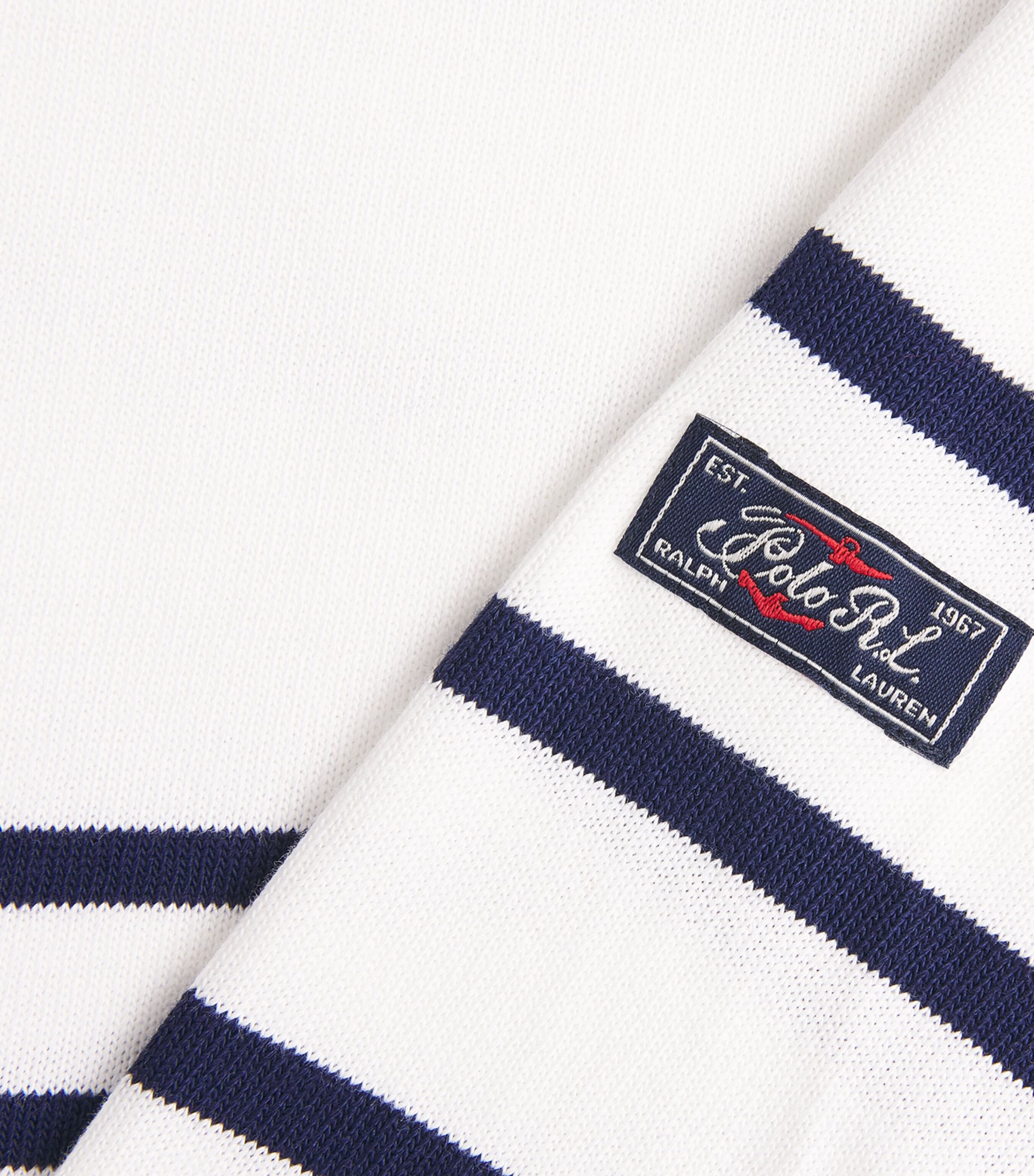 Polo Ralph Lauren Mens Cotton Stripe Sweater Newport Navy/white Image 6