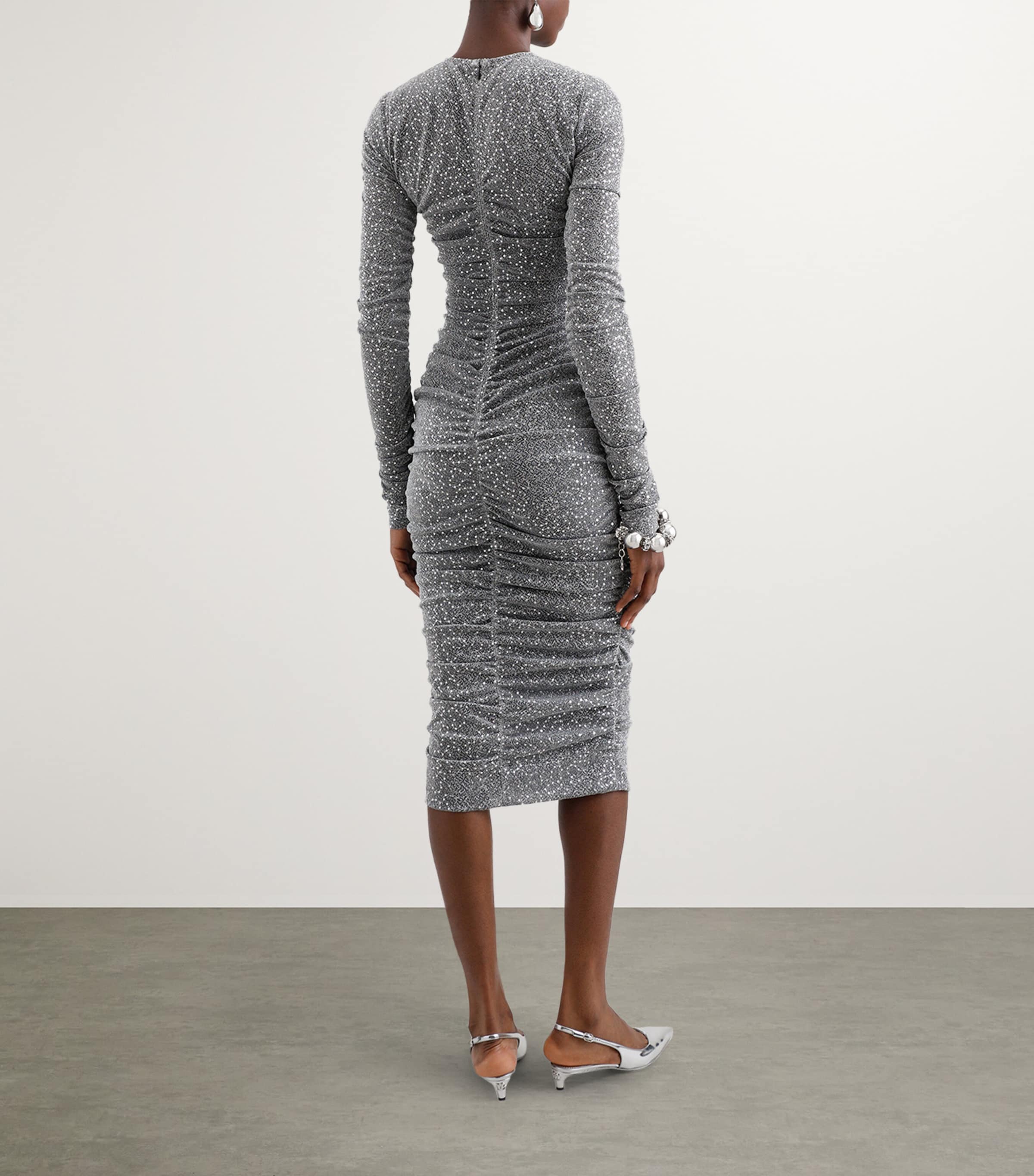 Sequinned Midi Dress S0998-SILVER Image 5