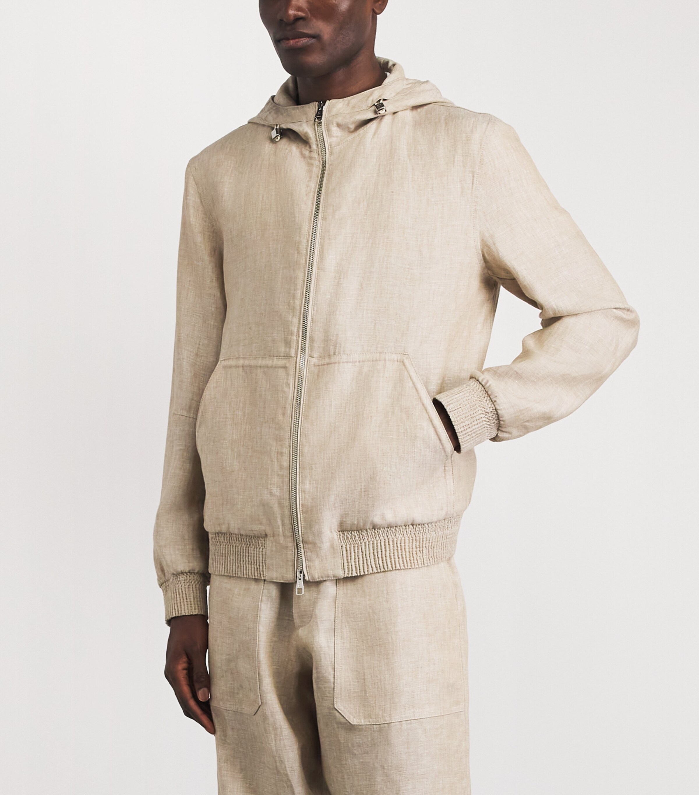 Linen Hooded Jacket 164 SAND Image 4