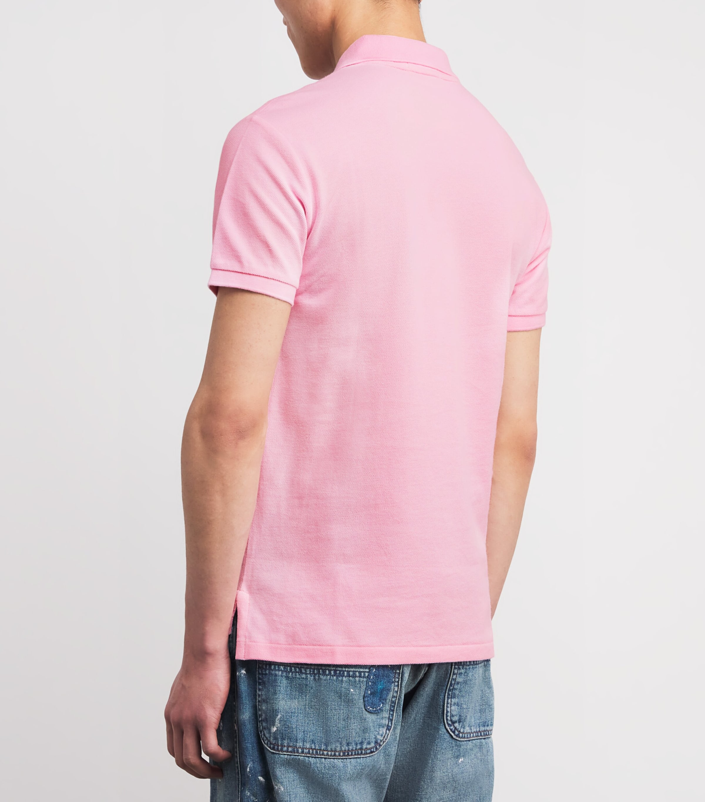 Polo Ralph Lauren Mens Cotton Mesh Slim-Fit Polo Shirt Carmel Pink Image 4