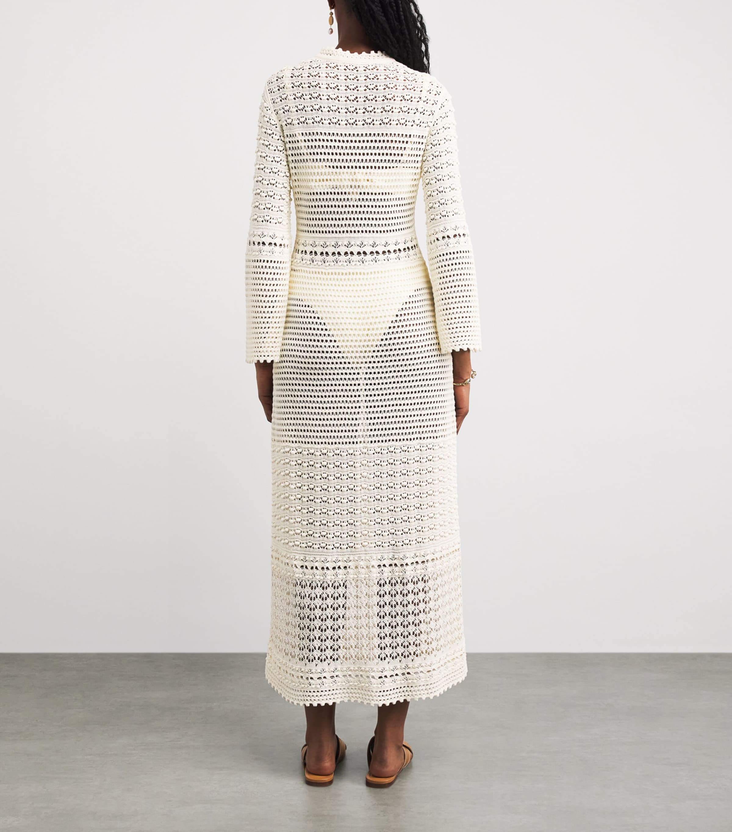 Eres Womens Crochet Madone Midi Dress Ecru Image 4