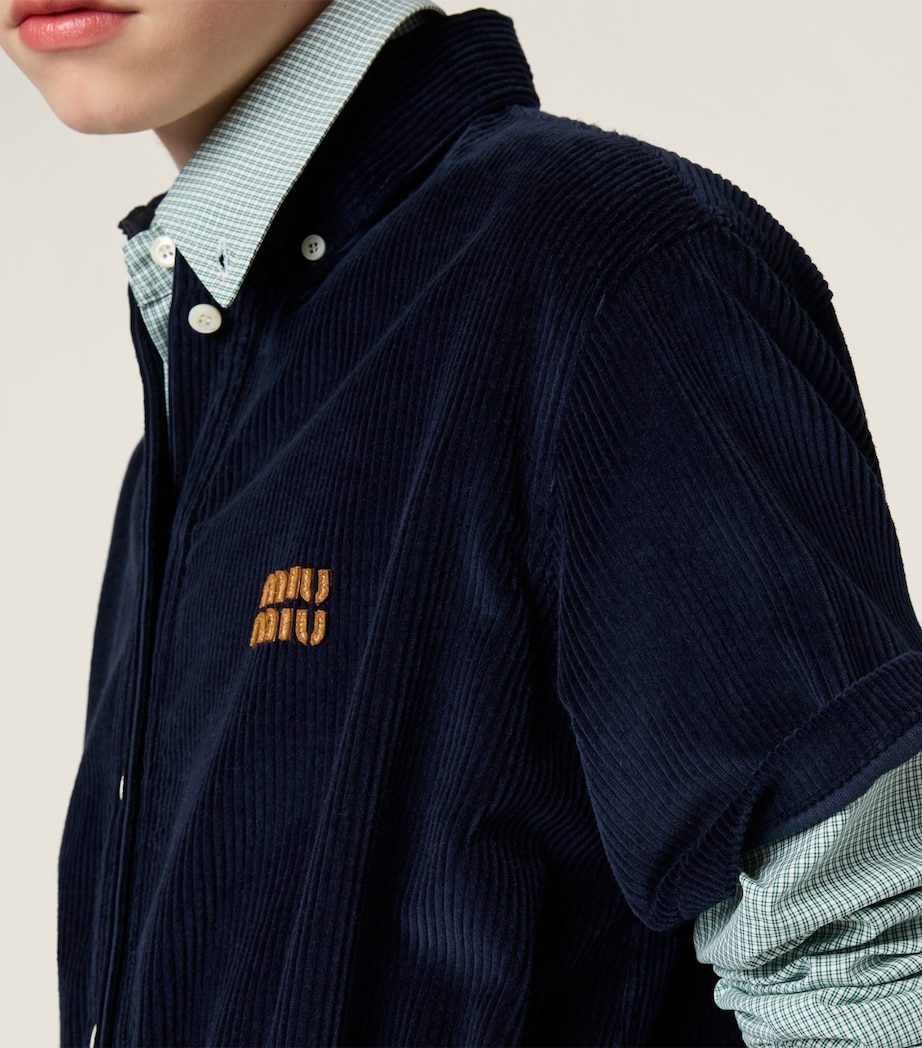 Miu Miu Womens Corduroy Mini Shirt Dress Image 6