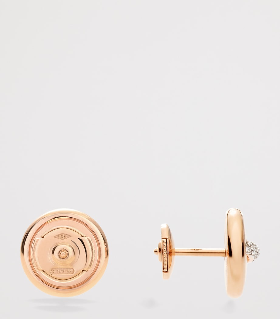 Rose Gold and Diamond Pom Pom Dot Stud Earrings DB000 Image 2