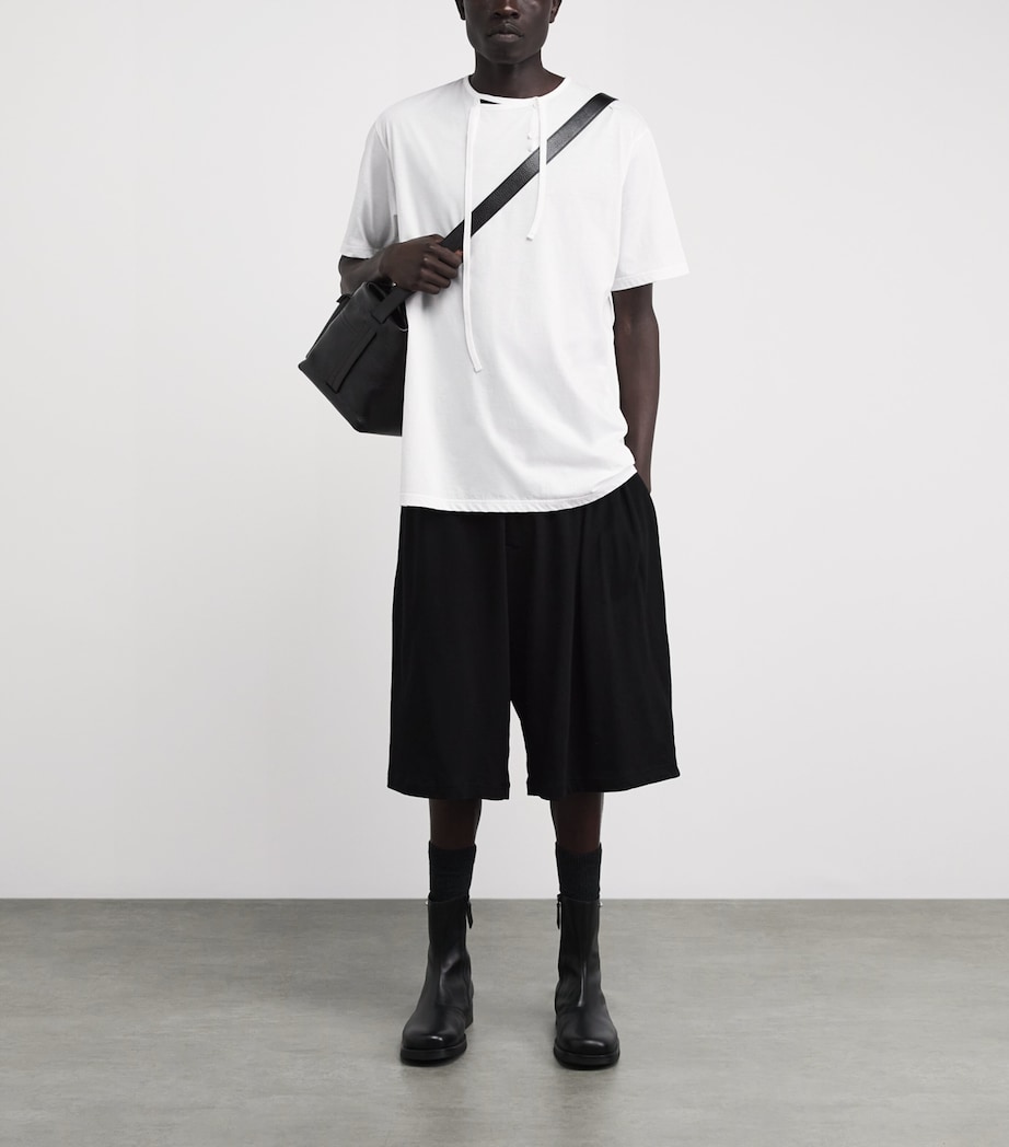 Yohji Yamamoto Mens Cotton-Linen Elasticated Shorts Black Image 2
