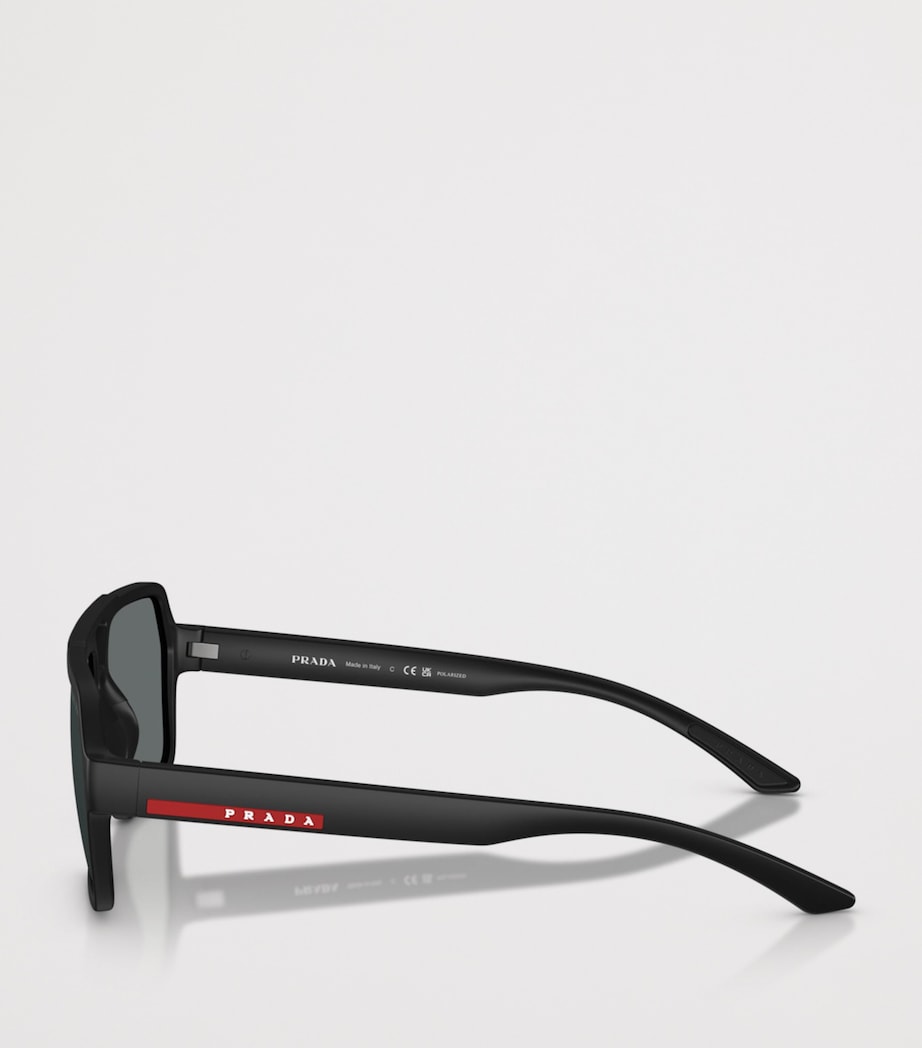 Prada Linea Rossa Injected PRA06S Aviator Sunglasses Black Image 3